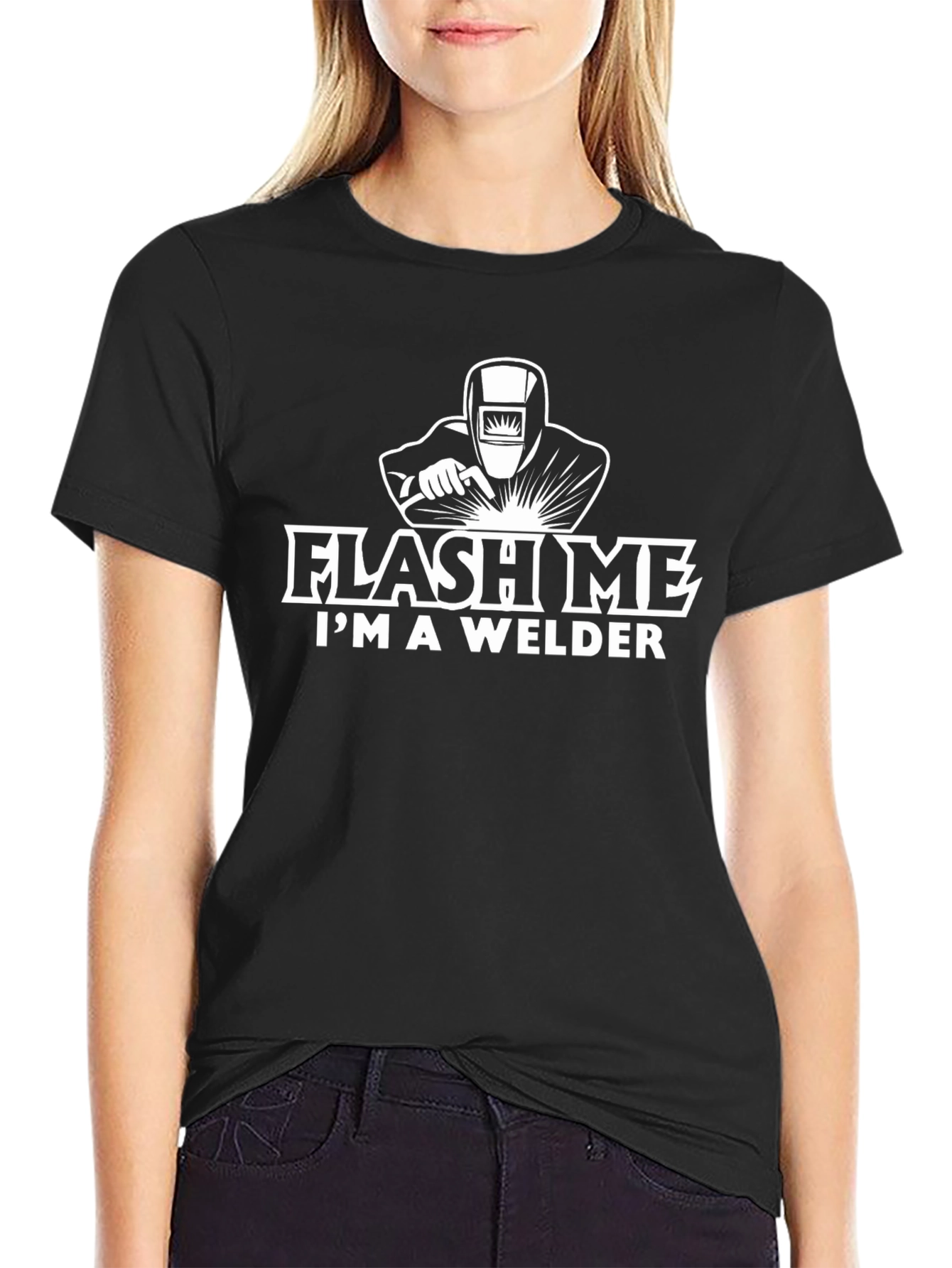 Flash Me Im a Welder T-Shirt - Black