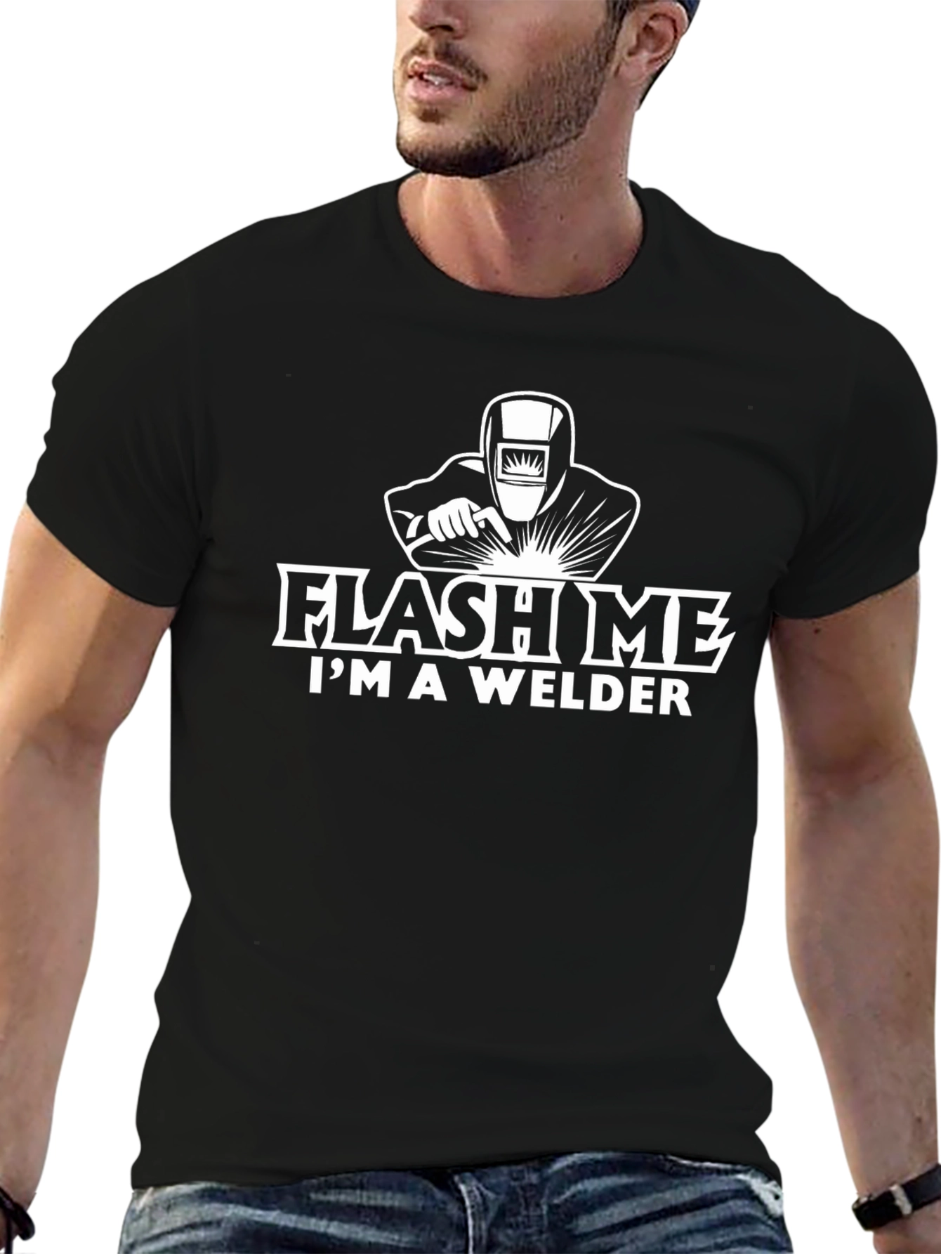 Flash Me Im a Welder T-Shirt - Black