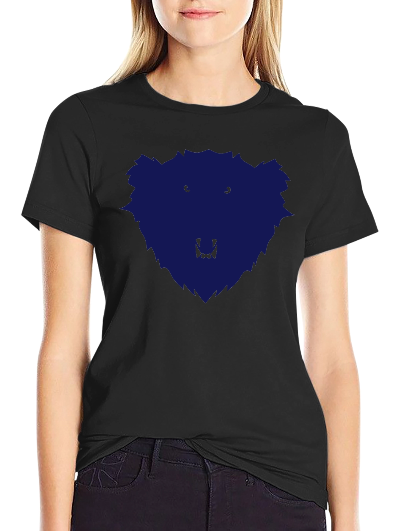 Mens Black T-Shirt with Blue Bear Graphic