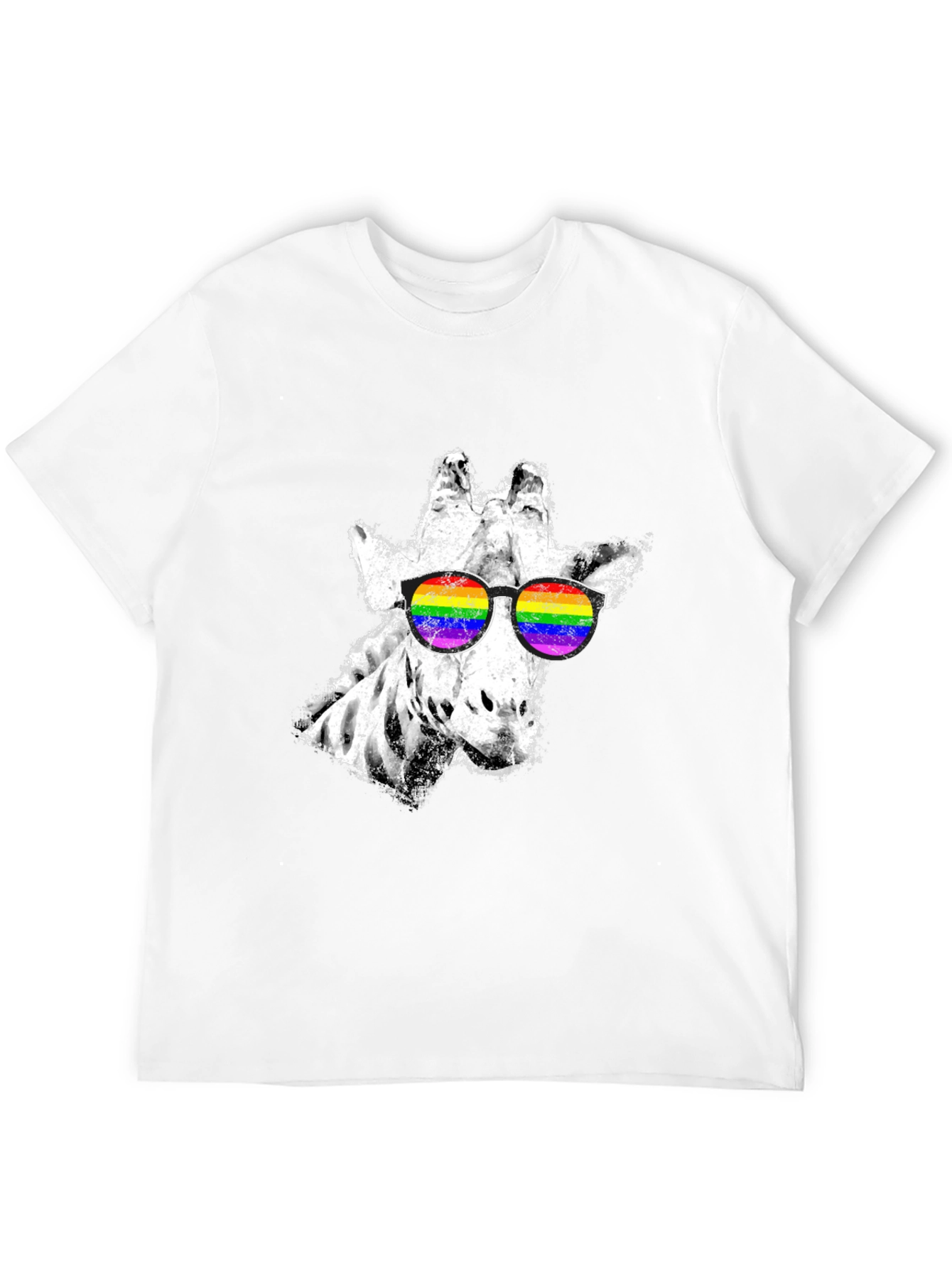 Cool Giraffe Rainbow Sunglasses Graphic Tee