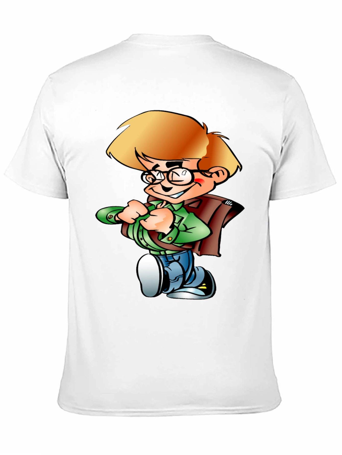 Cartoon Boy Graphic Tee - Black Cotton Shirt