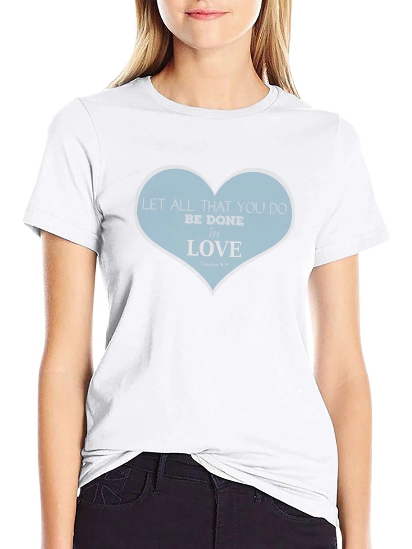 Love Scripture Heart T-Shirt - Black
