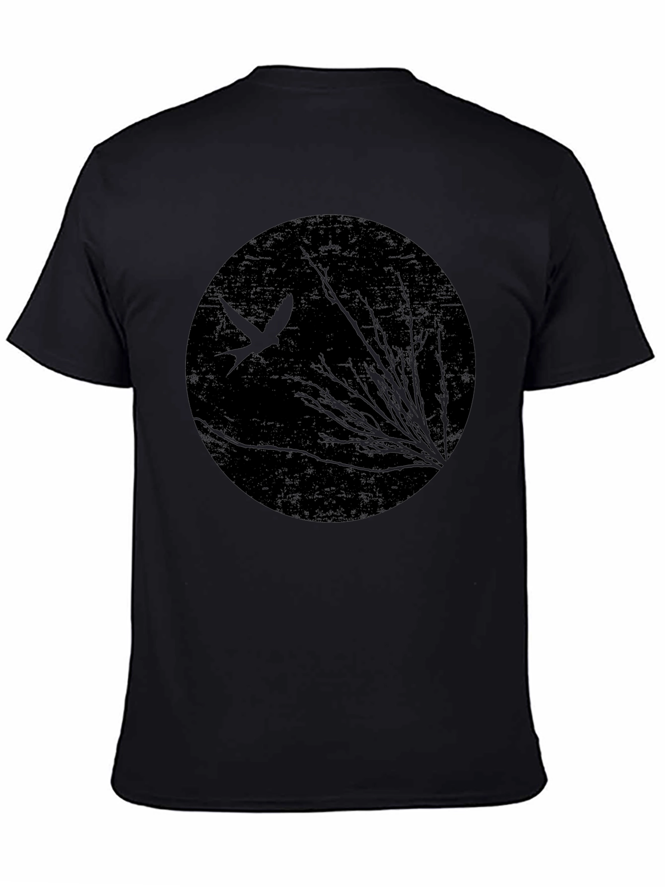 Abstract Bird & Branches Black T-Shirt