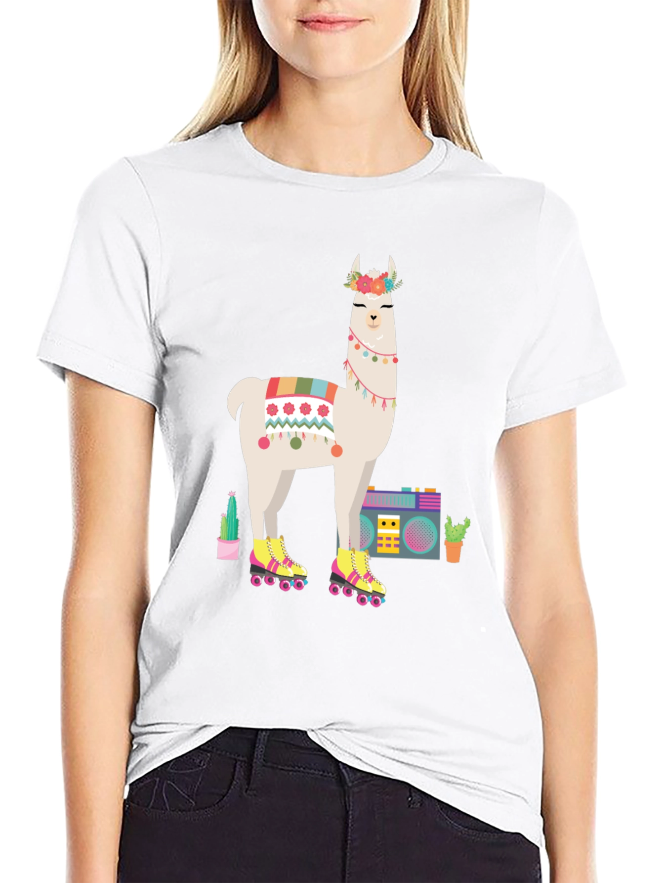 Llama Roller Skate Tee - Cool Graphic Print
