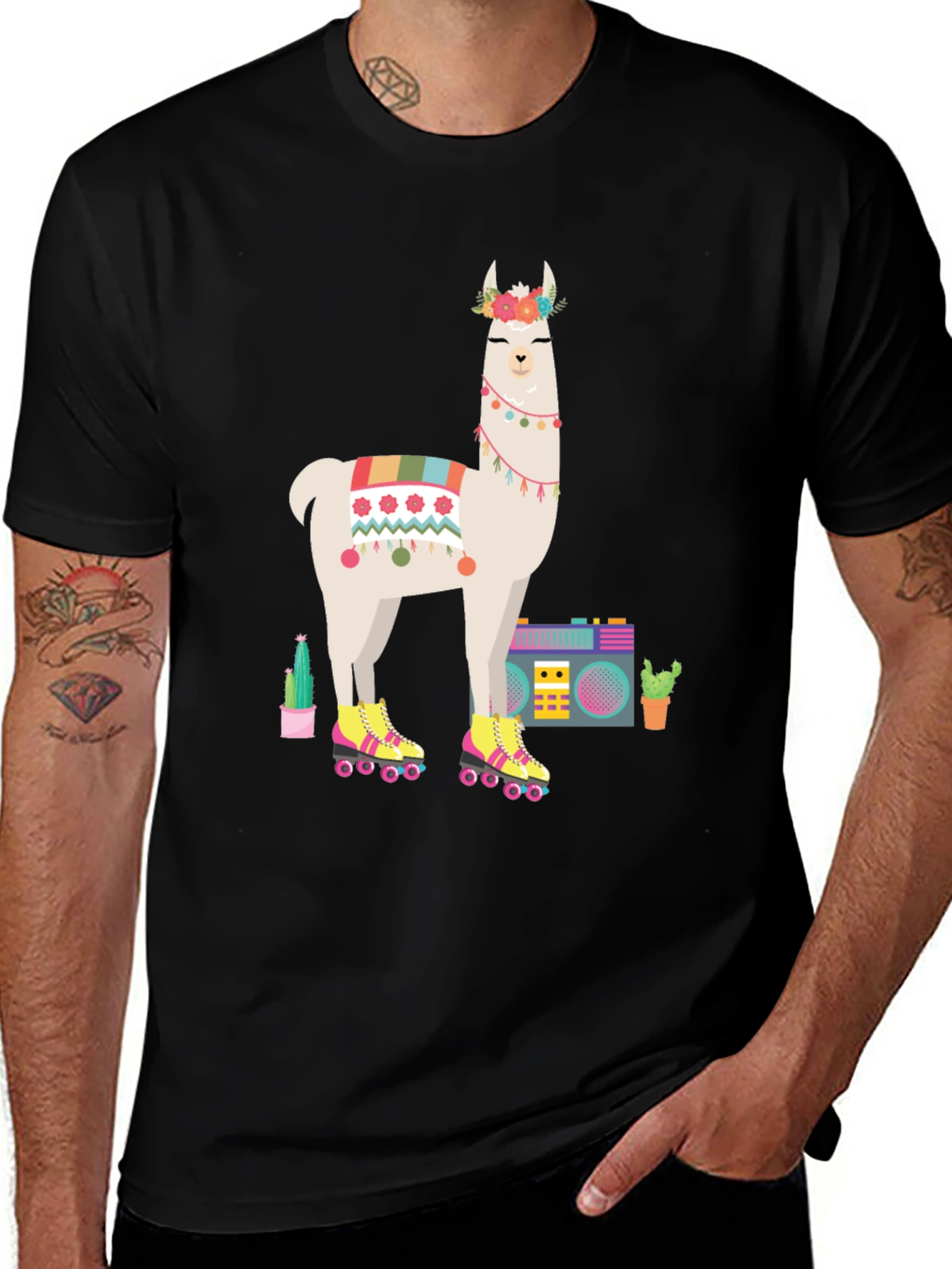 Llama Roller Skate Tee - Cool Graphic Print