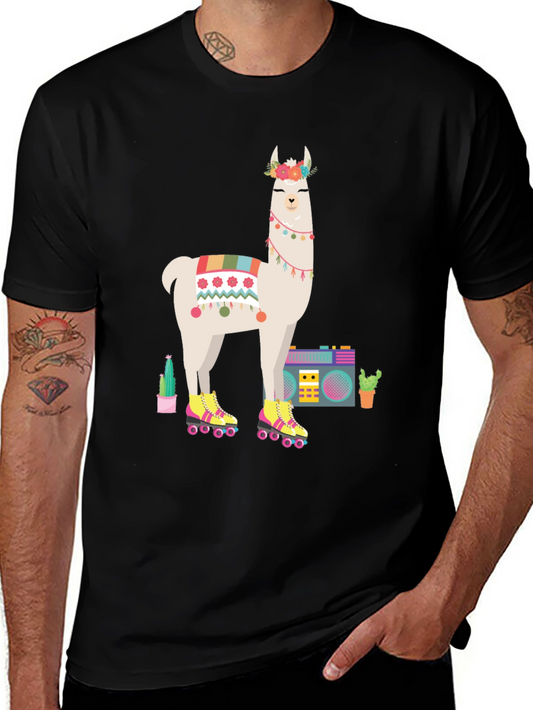 Llama Roller Skate Tee - Cool Graphic Print
