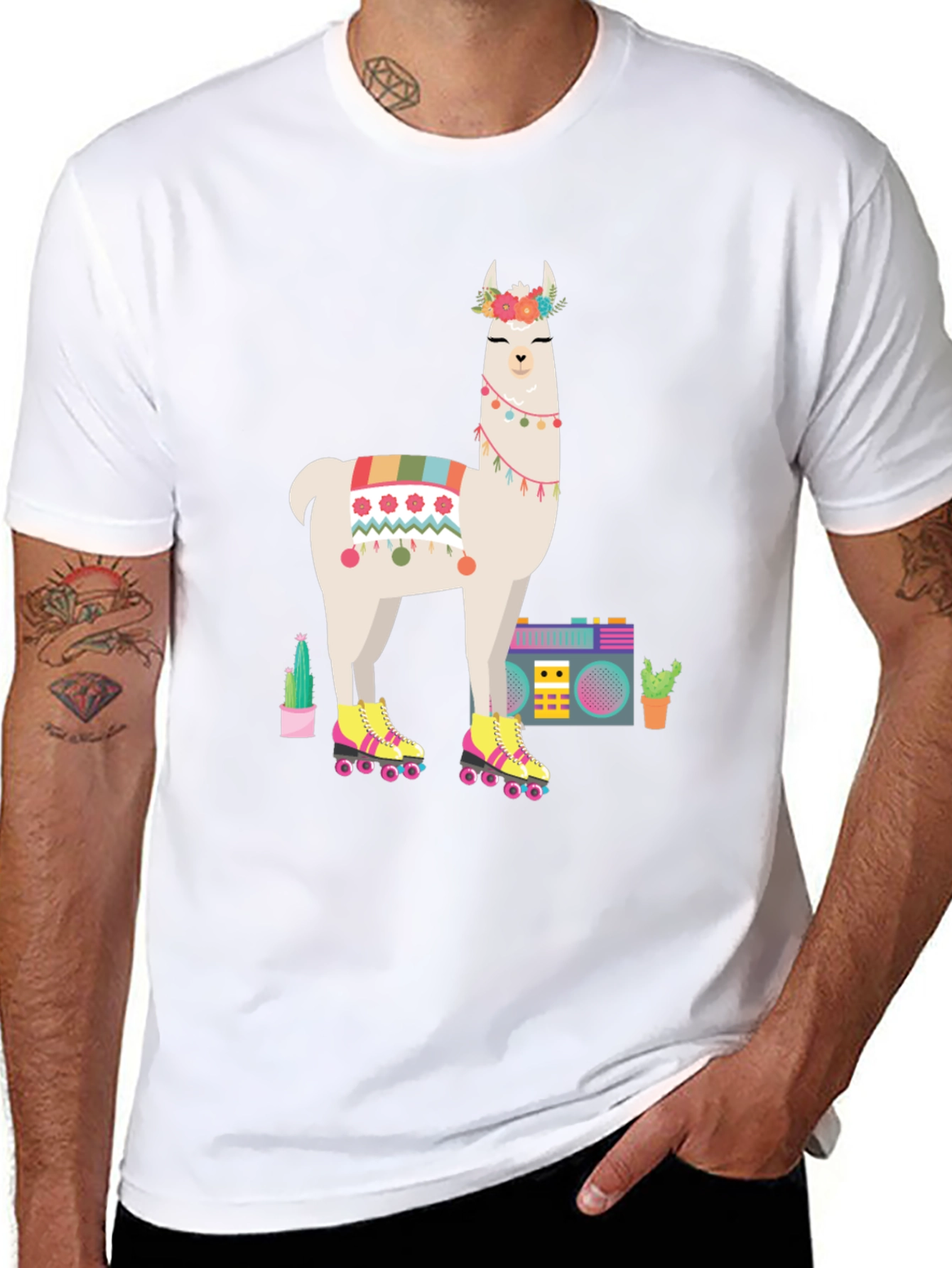 Llama Roller Skate Tee - Cool Graphic Print
