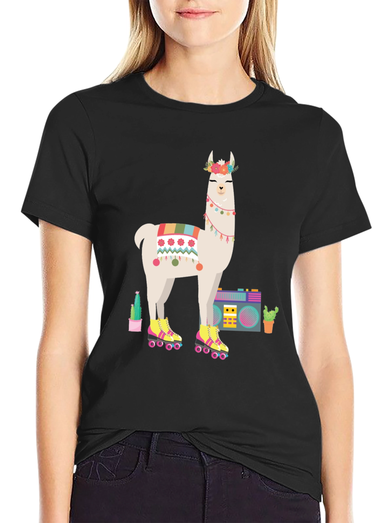 Llama Roller Skate Tee - Cool Graphic Print