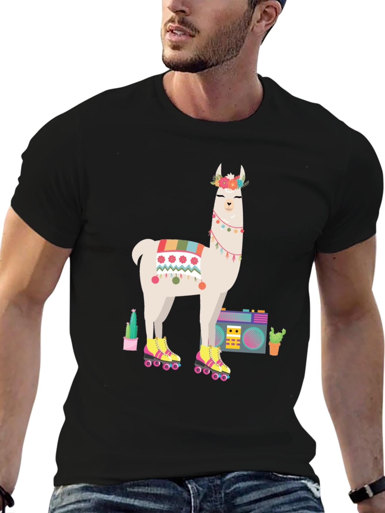 Llama Roller Skate Tee - Cool Graphic Print