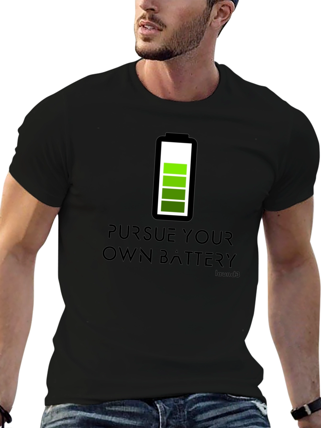 Pursue Your Own Battery T-Shirt - Black Graphic Tee
