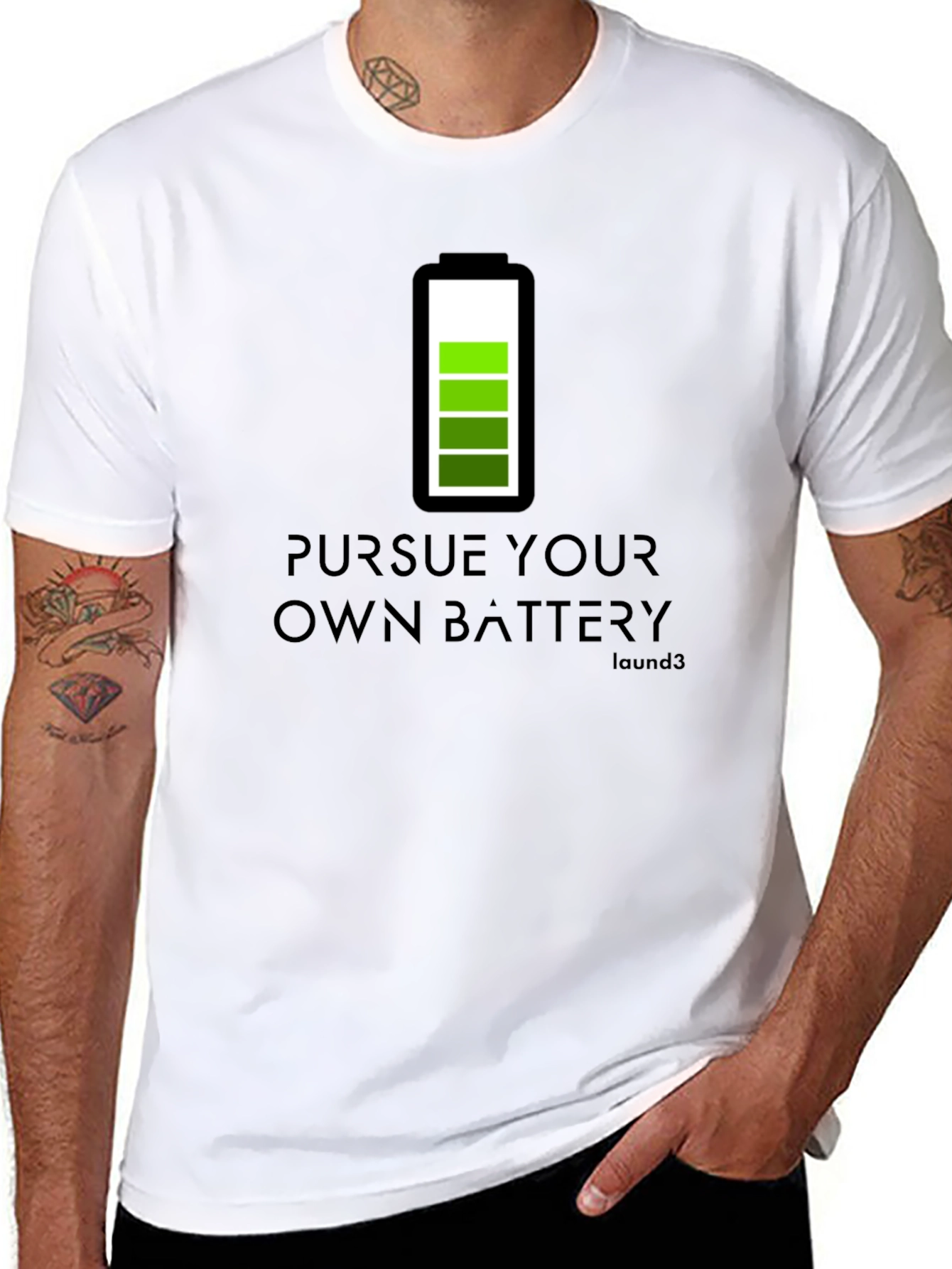 Pursue Your Own Battery T-Shirt - Black Graphic Tee