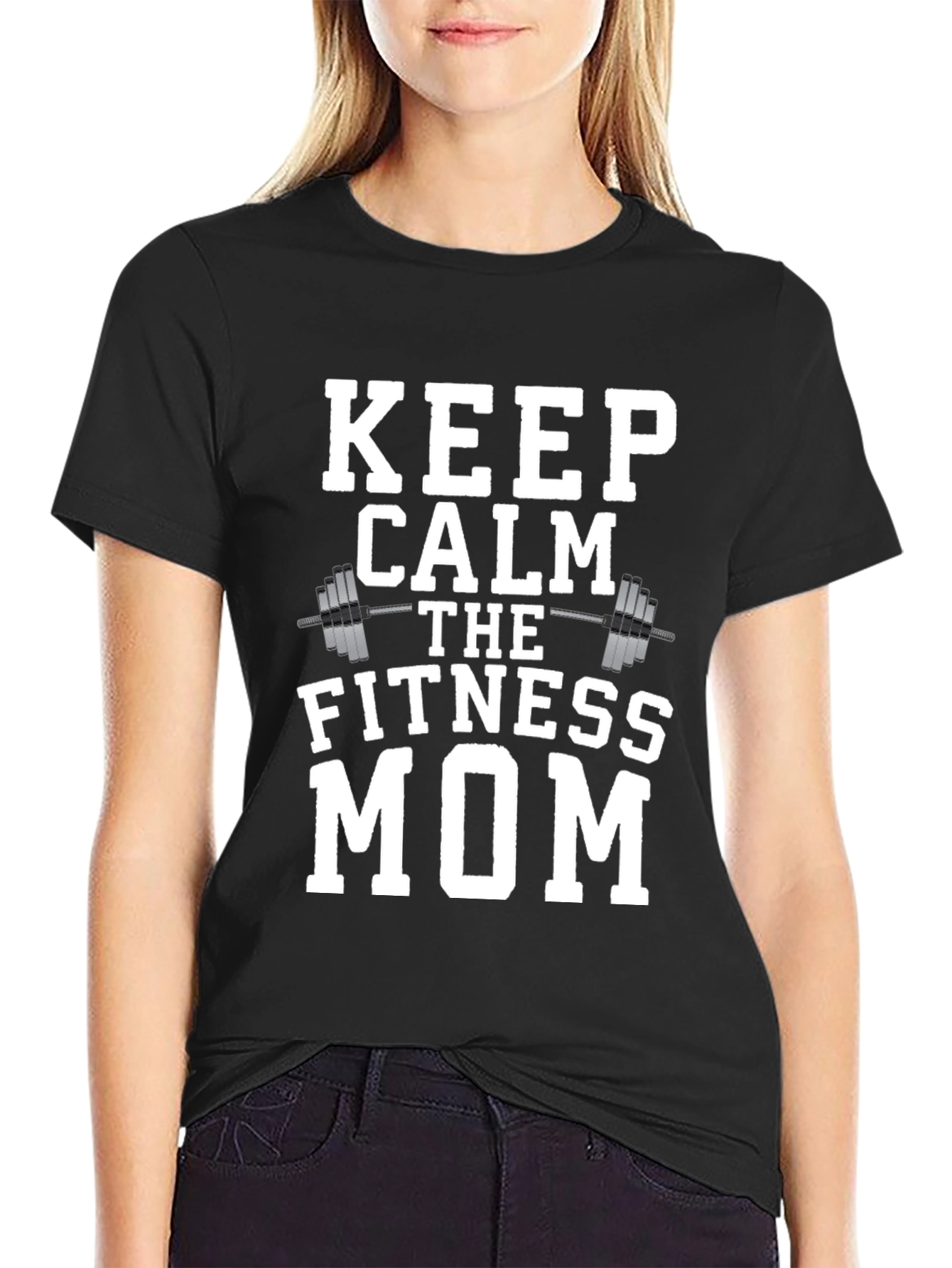 Keep Calm Fitness Mom Black T-Shirt