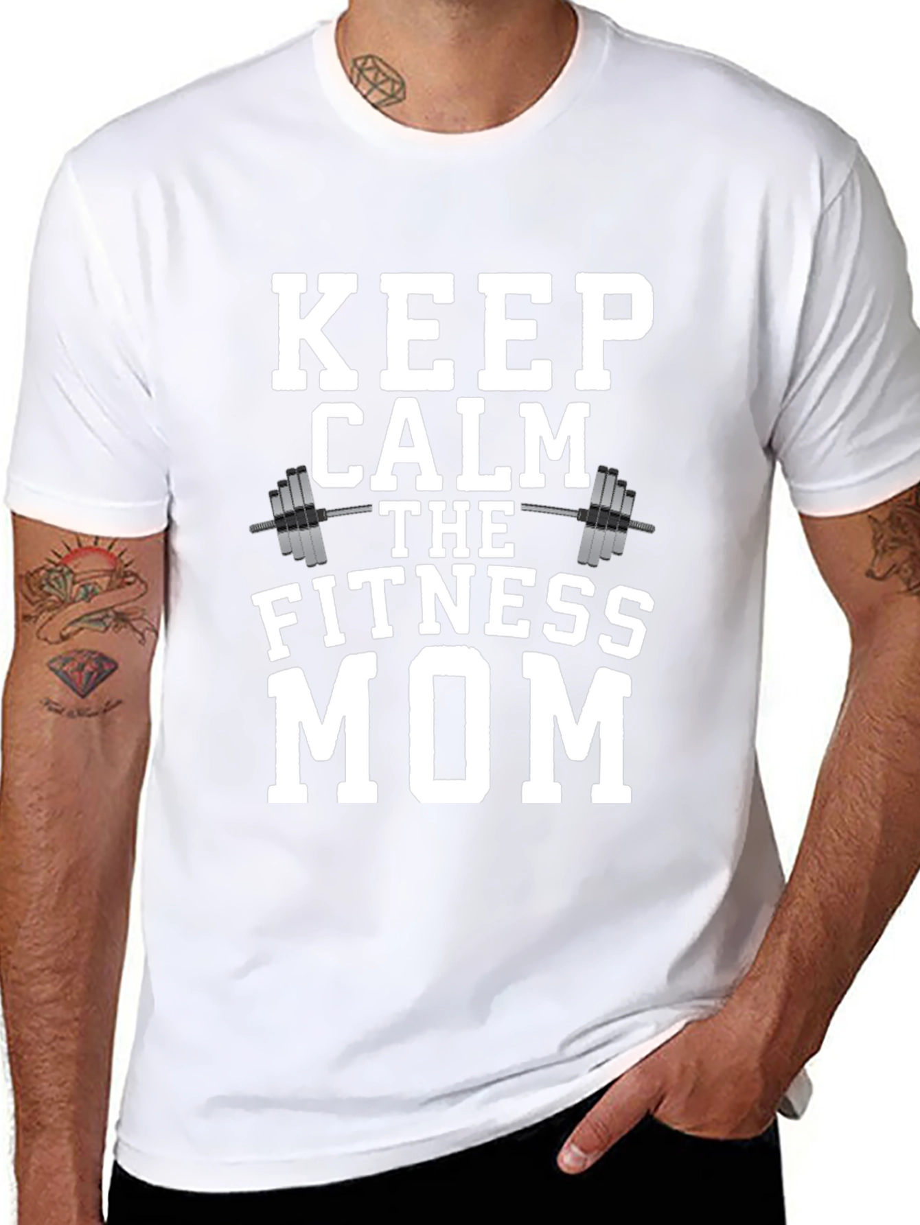 Keep Calm Fitness Mom Black T-Shirt