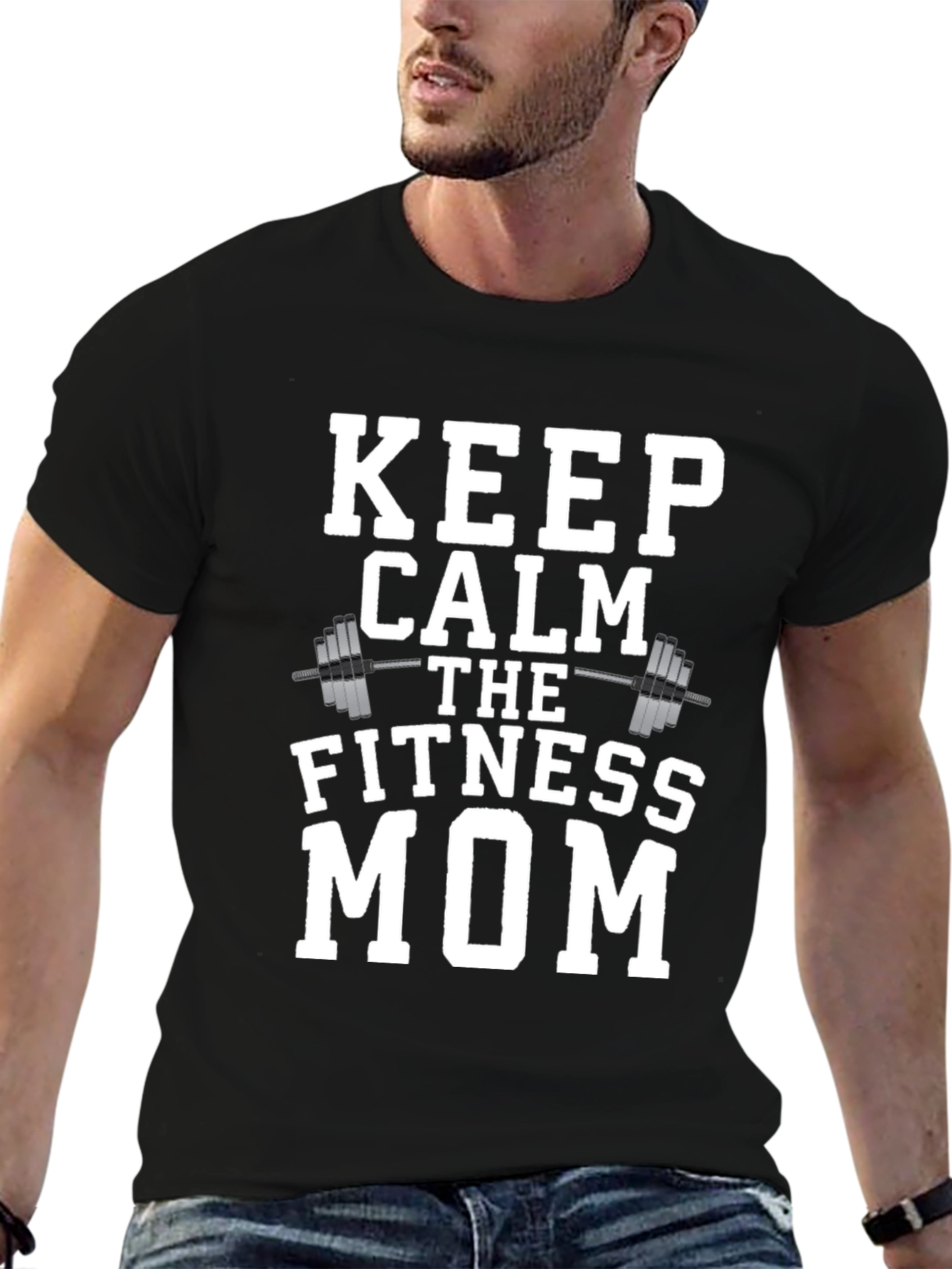Keep Calm Fitness Mom Black T-Shirt