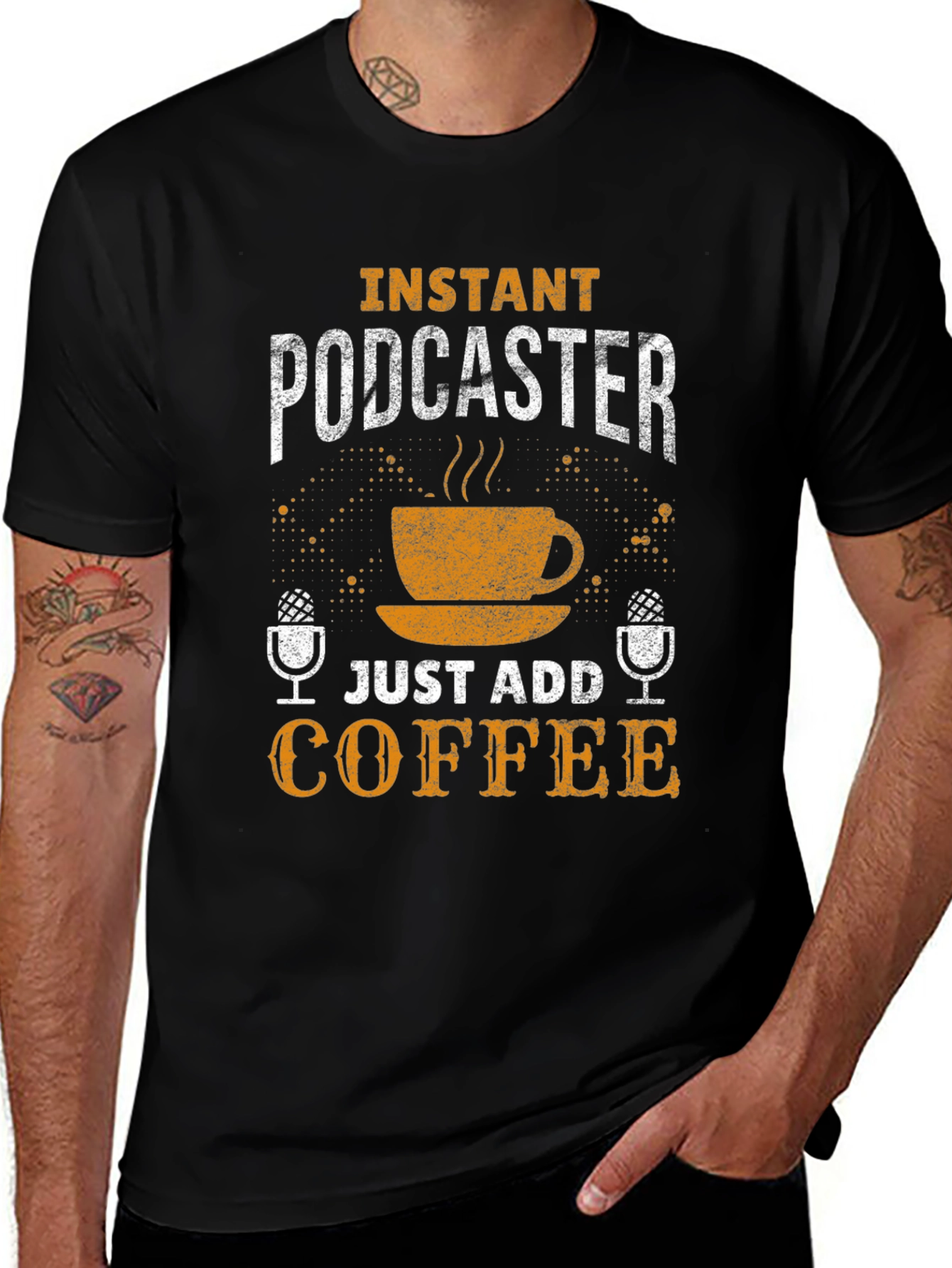 Instant Podcaster T-Shirt - Just Add Coffee!