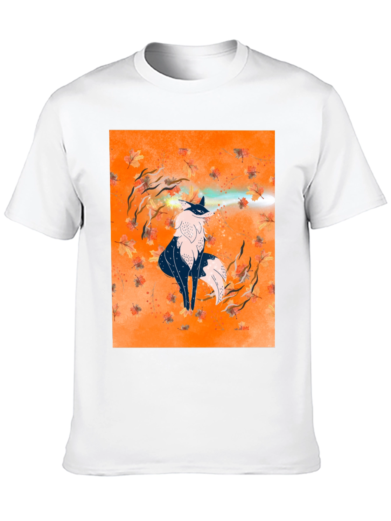 Fox Art Graphic Print Black Tee