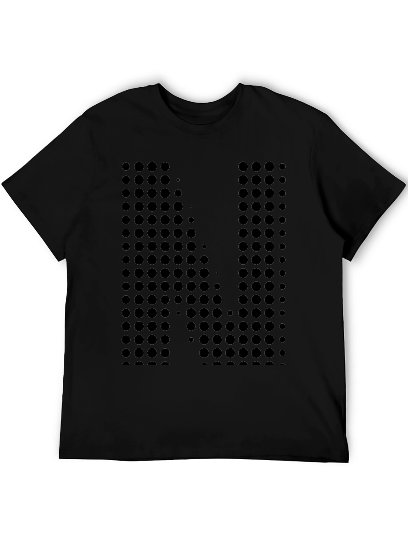 Abstract Dotted Letter N Black T-Shirt