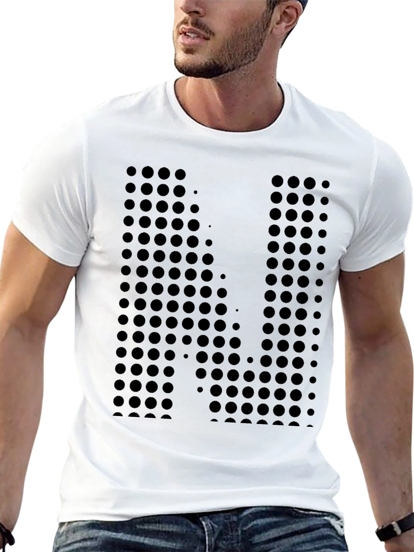 Abstract Dotted Letter N Black T-Shirt