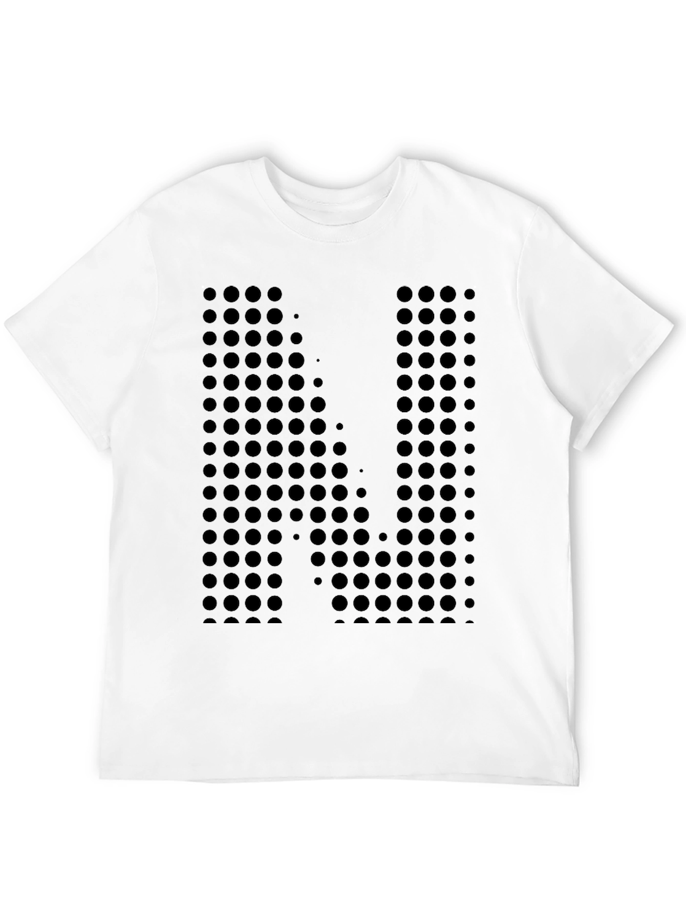 Abstract Dotted Letter N Black T-Shirt