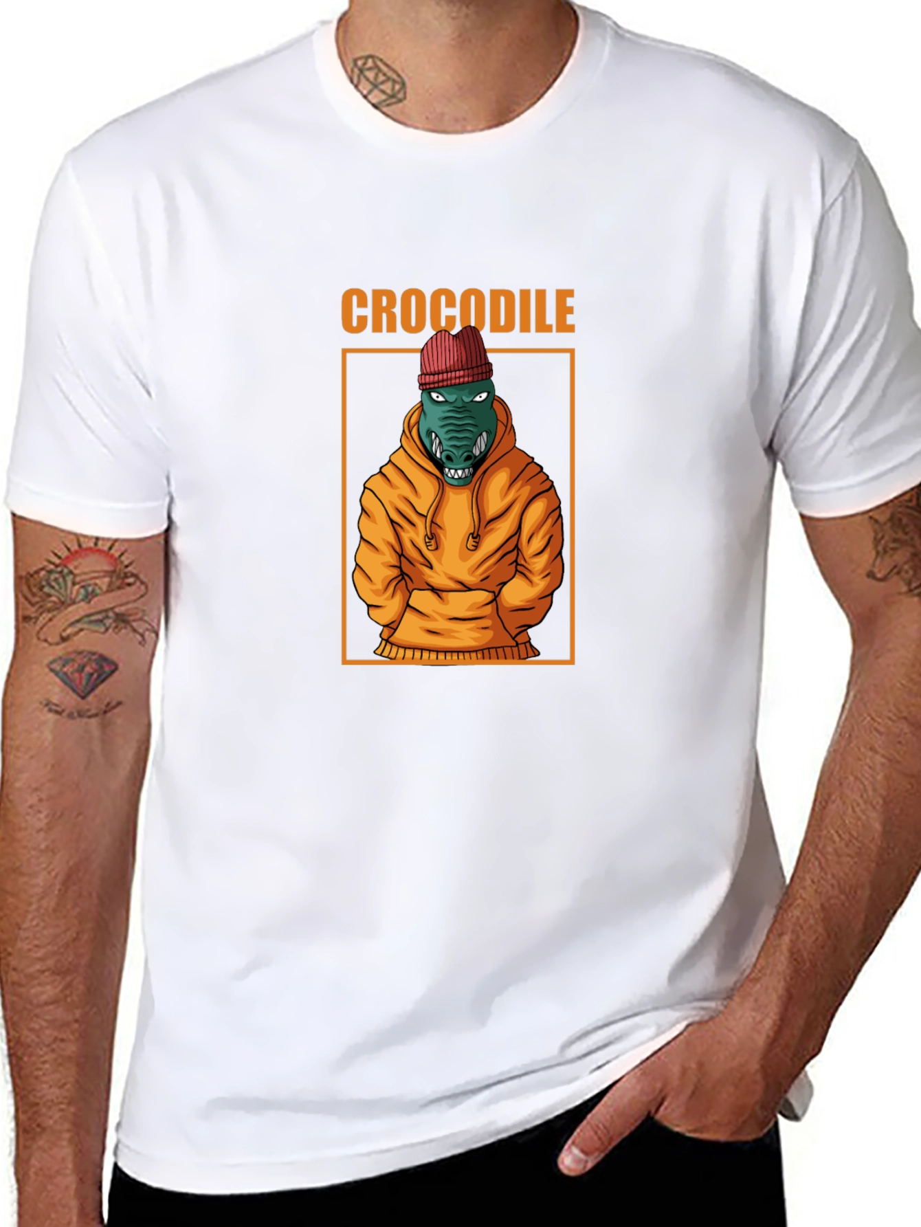 Cool Crocodile Graphic Tee - Black Cotton T-Shirt