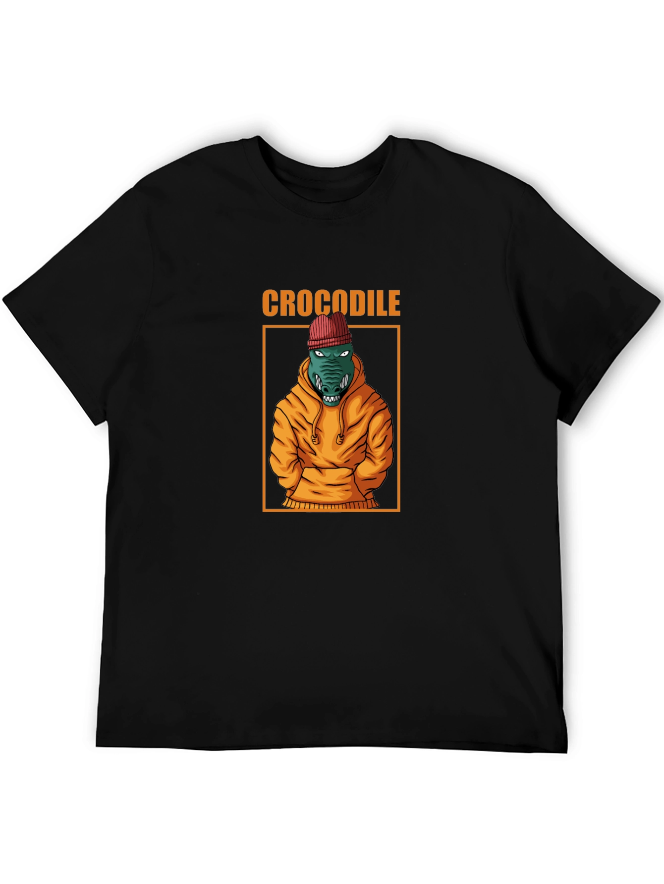 Cool Crocodile Graphic Tee - Black Cotton T-Shirt