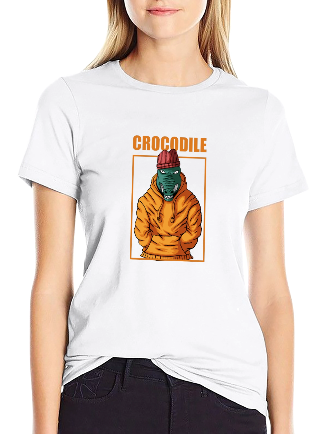 Cool Crocodile Graphic Tee - Black Cotton T-Shirt