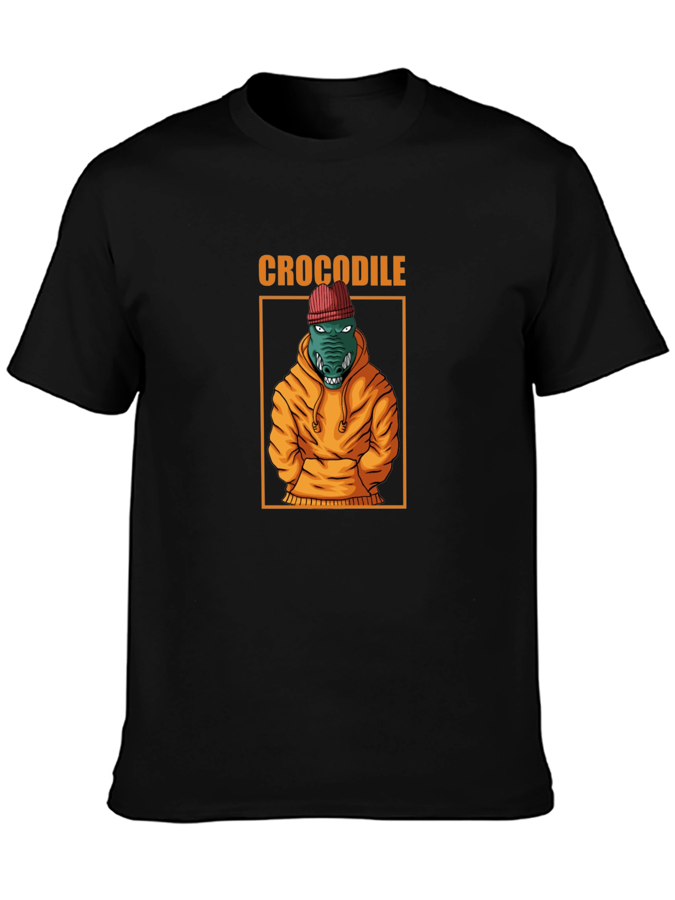 Cool Crocodile Graphic Tee - Black Cotton T-Shirt