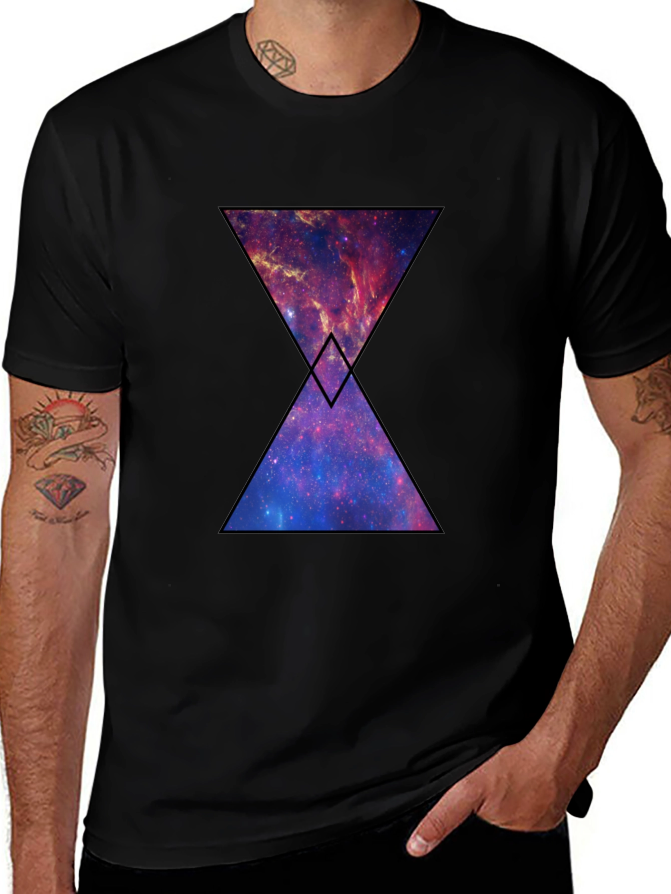 Galaxy Hourglass Graphic T-Shirt - Black