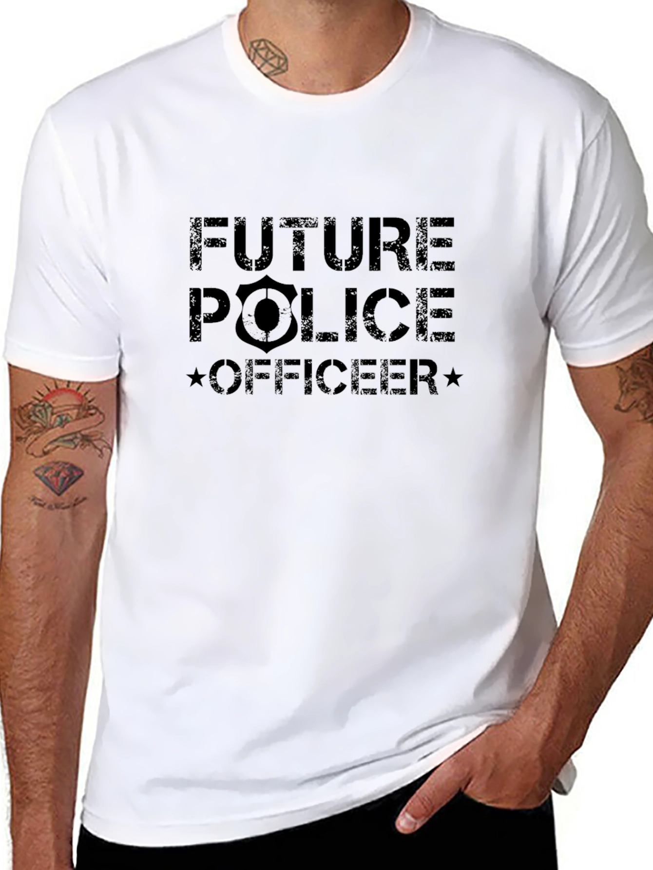 Future Police Officer Graphic Tee - Black