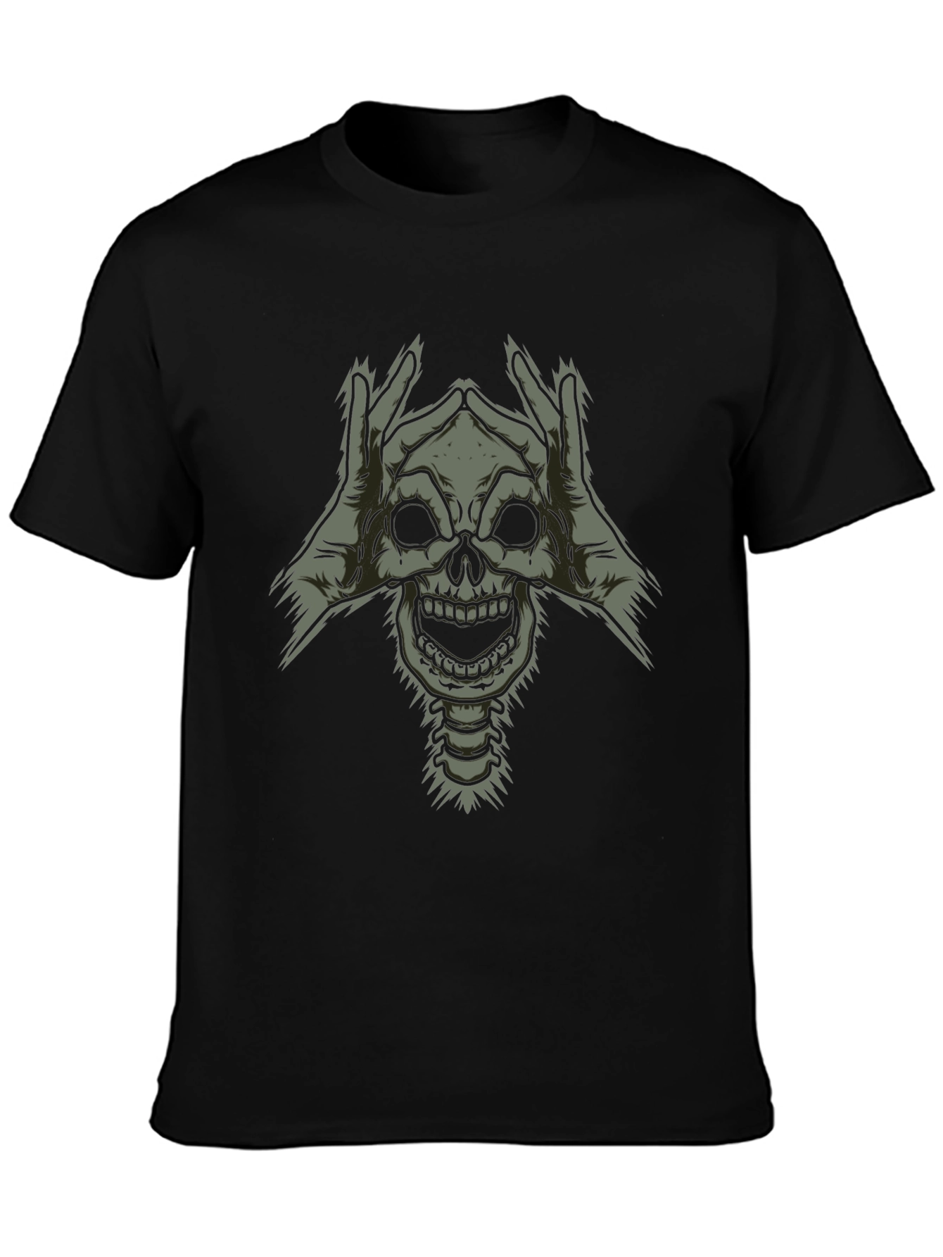 Skull Hands Graphic Tee - Dark Humor Style