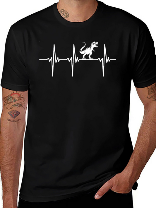 Dino Heartbeat T-Shirt - Black Graphic Tee