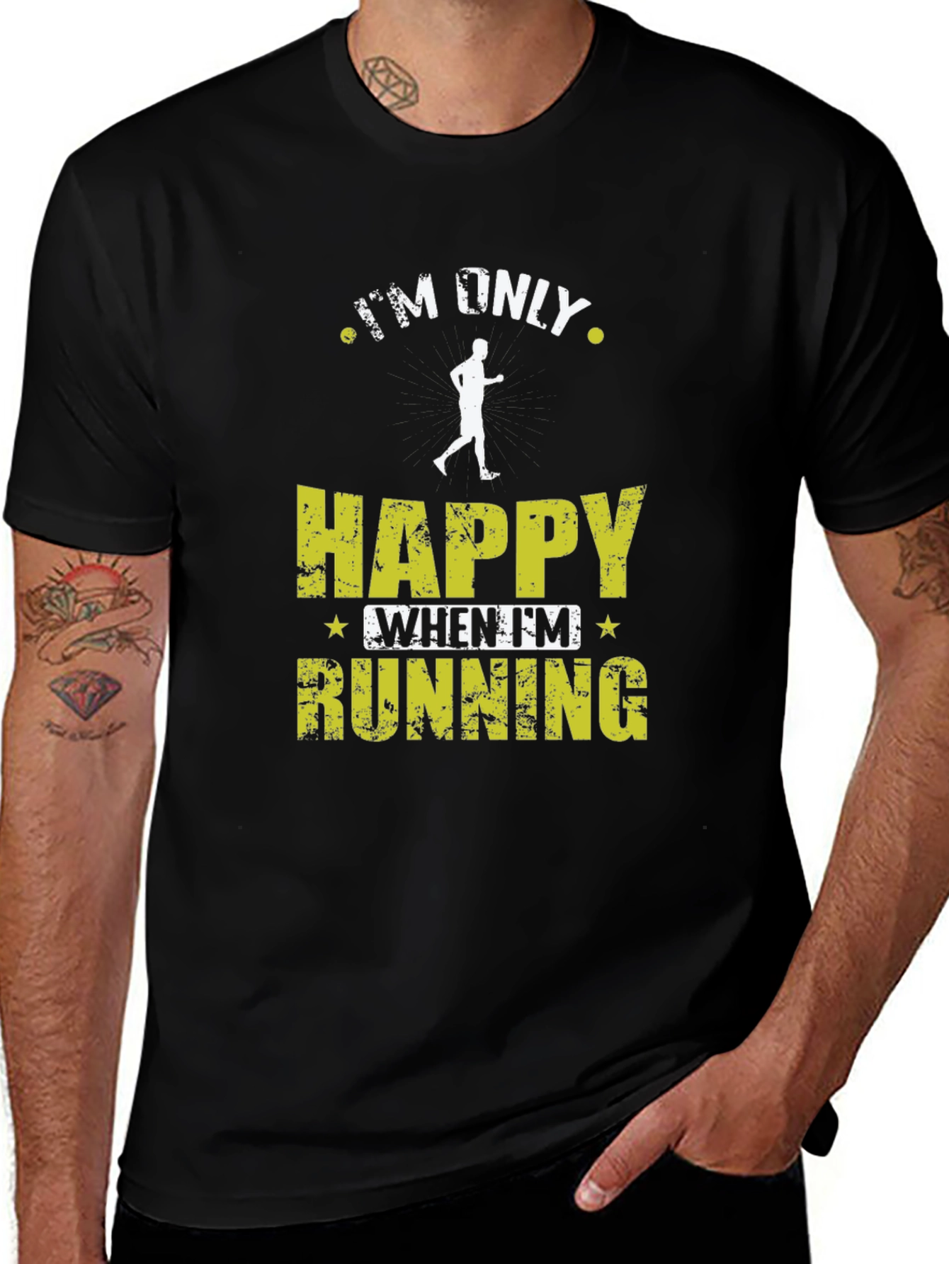 Im Only Happy When Im Running Black T-Shirt