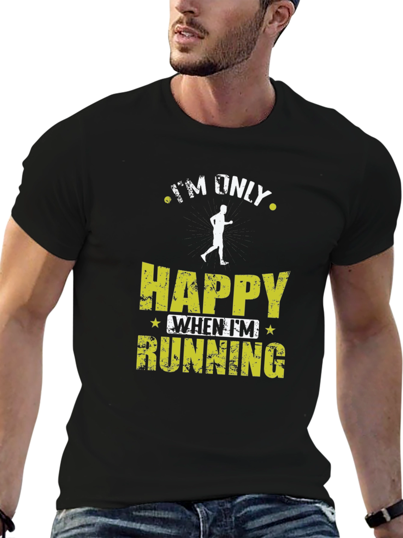 Im Only Happy When Im Running Black T-Shirt