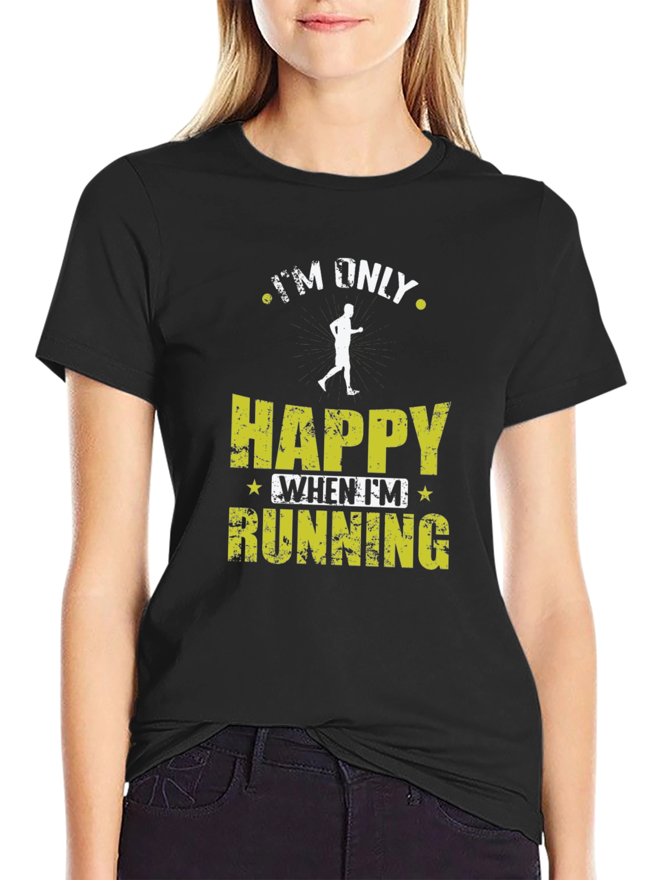 Im Only Happy When Im Running Black T-Shirt