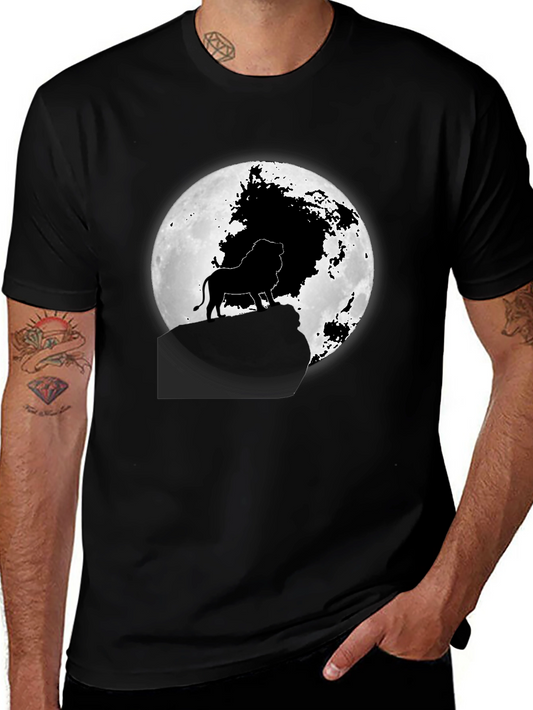 Lion King Moon Graphic Tee - Black Cotton T-Shirt