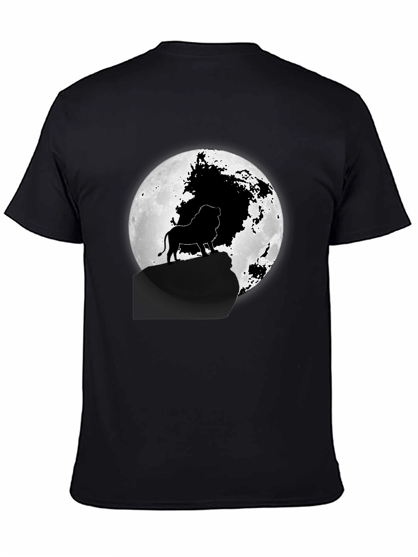 Lion King Moon Graphic Tee - Black Cotton T-Shirt