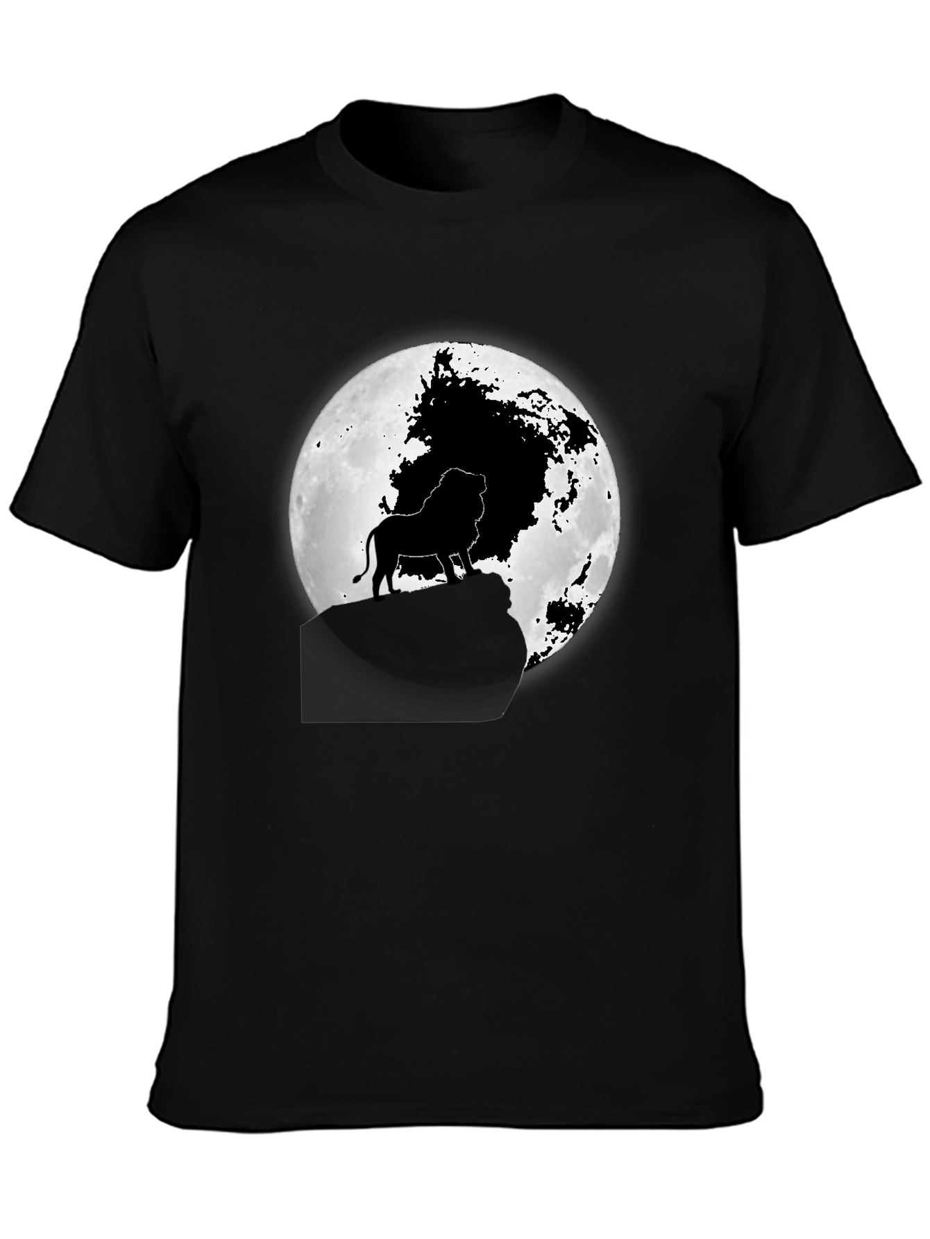 Lion King Moon Graphic Tee - Black Cotton T-Shirt