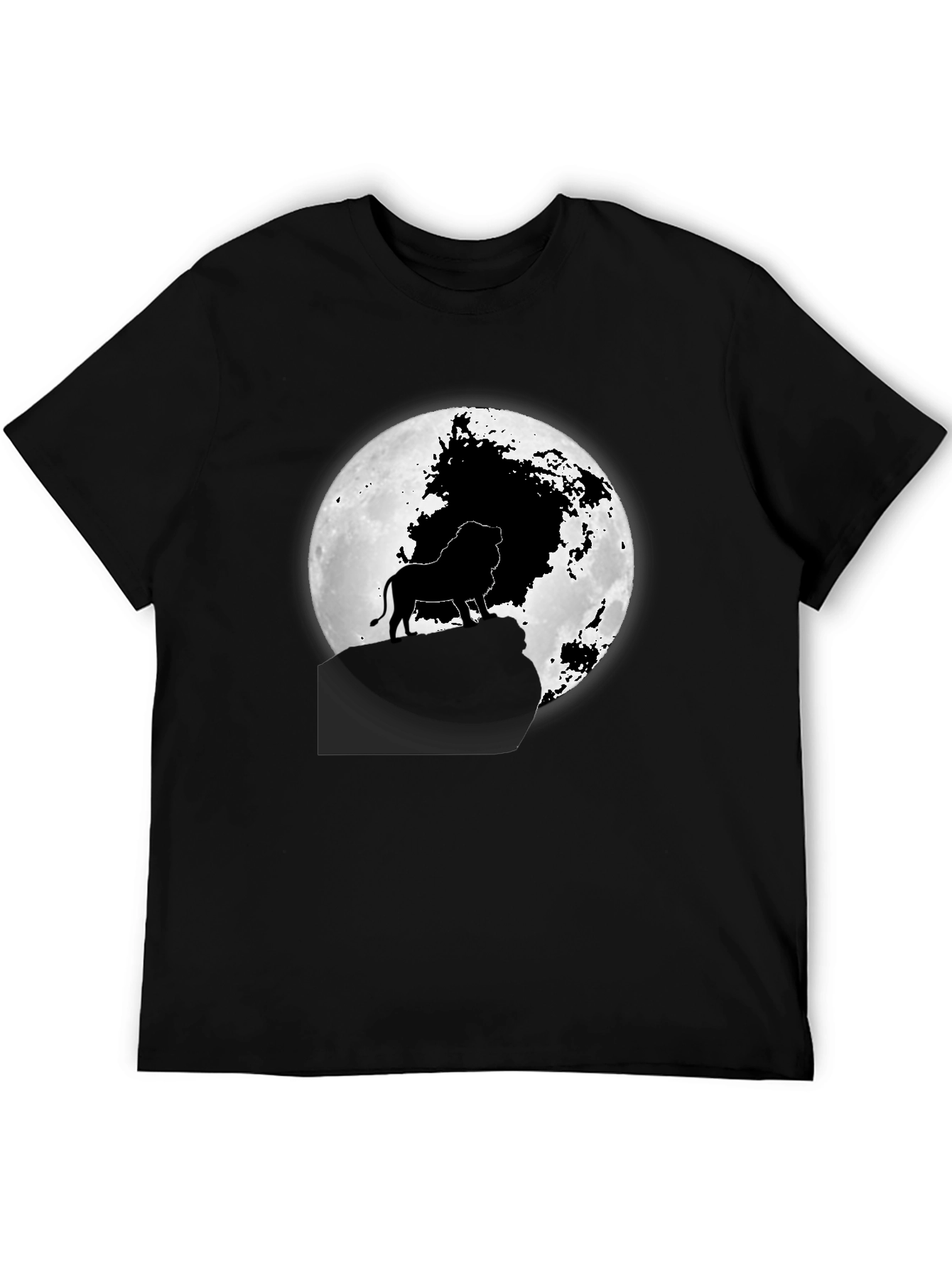 Lion King Moon Graphic Tee - Black Cotton T-Shirt