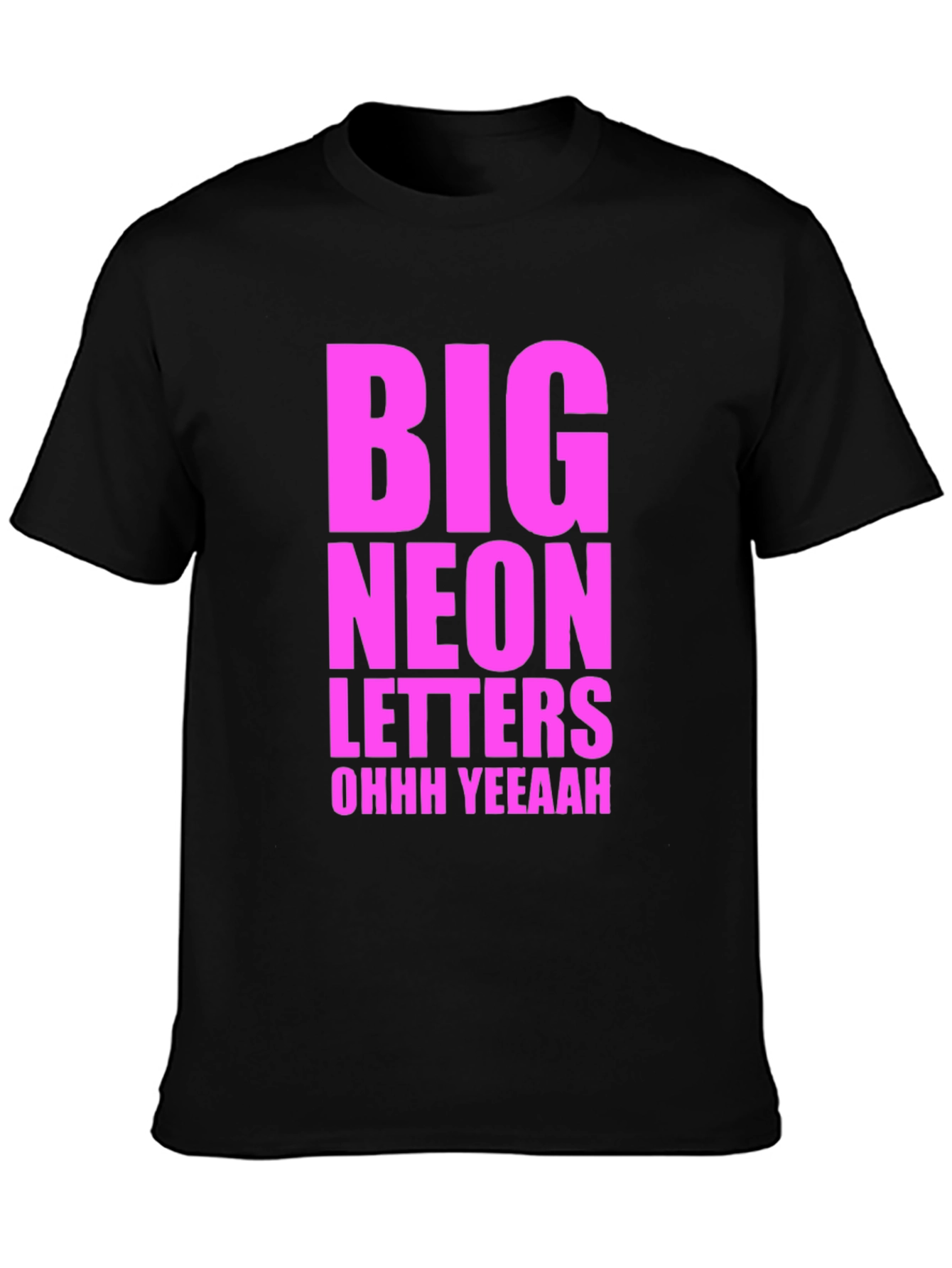 Big Neon Letters Graphic Tee - Black Cotton T-Shirt