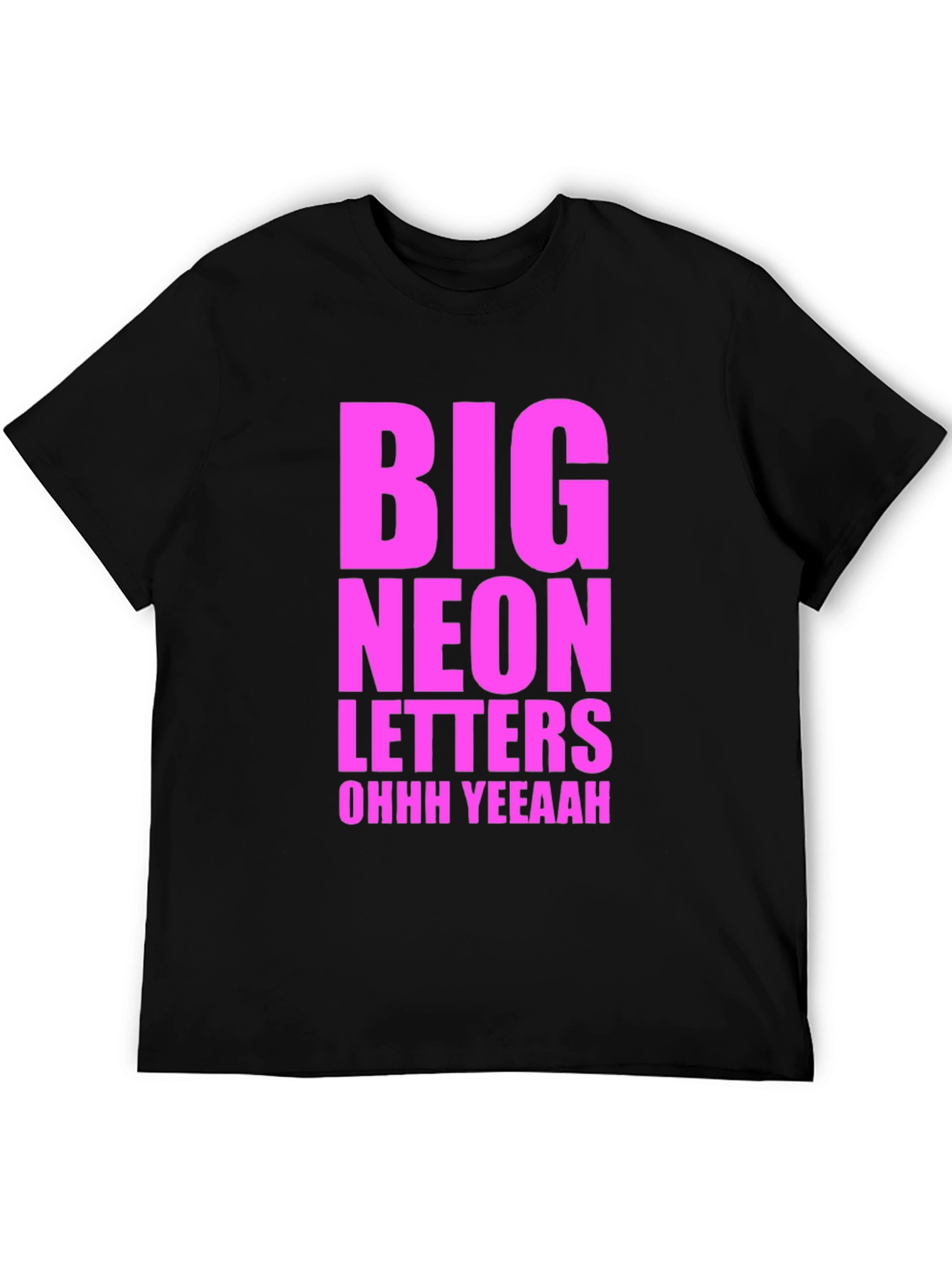 Big Neon Letters Graphic Tee - Black Cotton T-Shirt