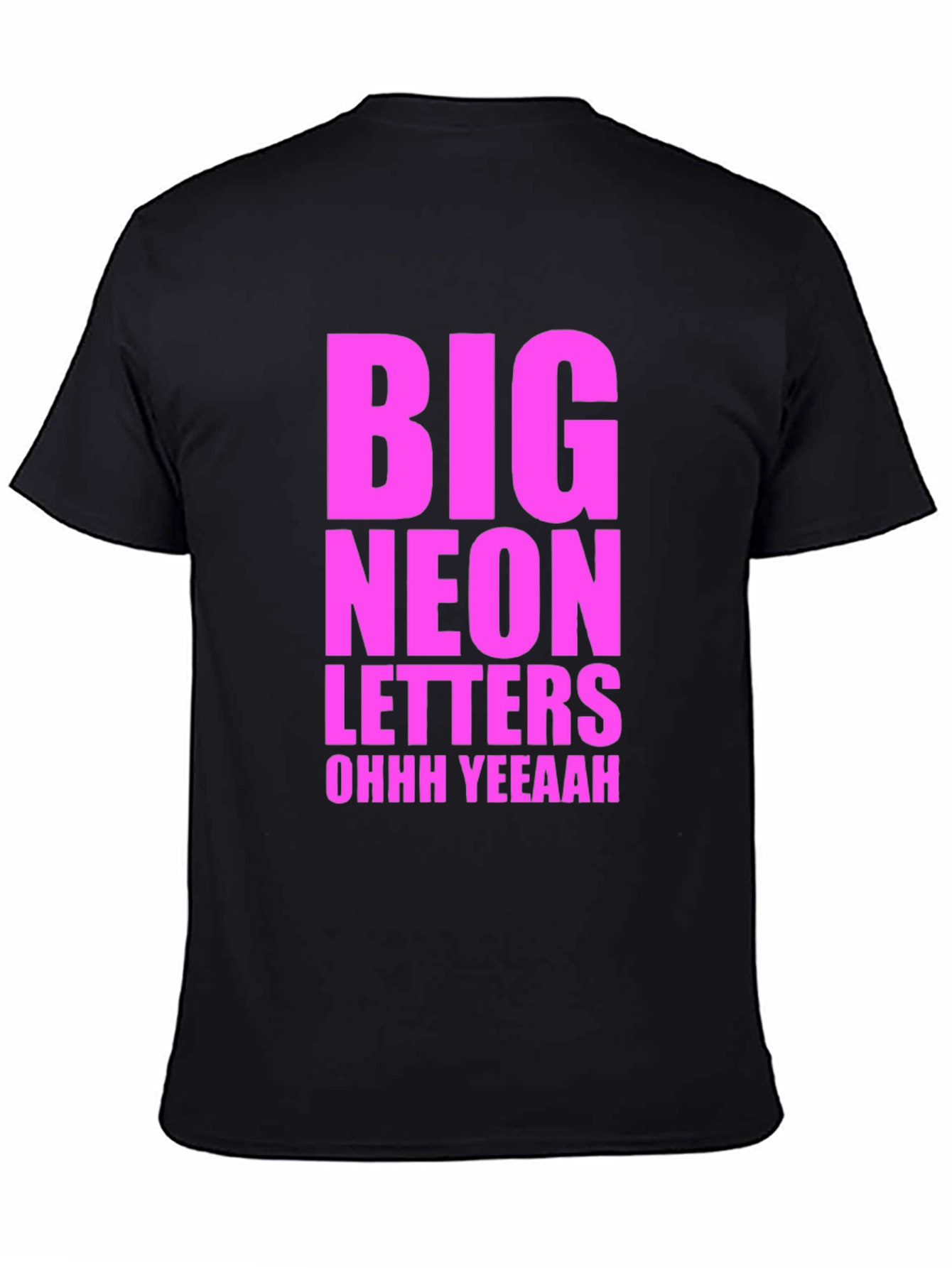 Big Neon Letters Graphic Tee - Black Cotton T-Shirt