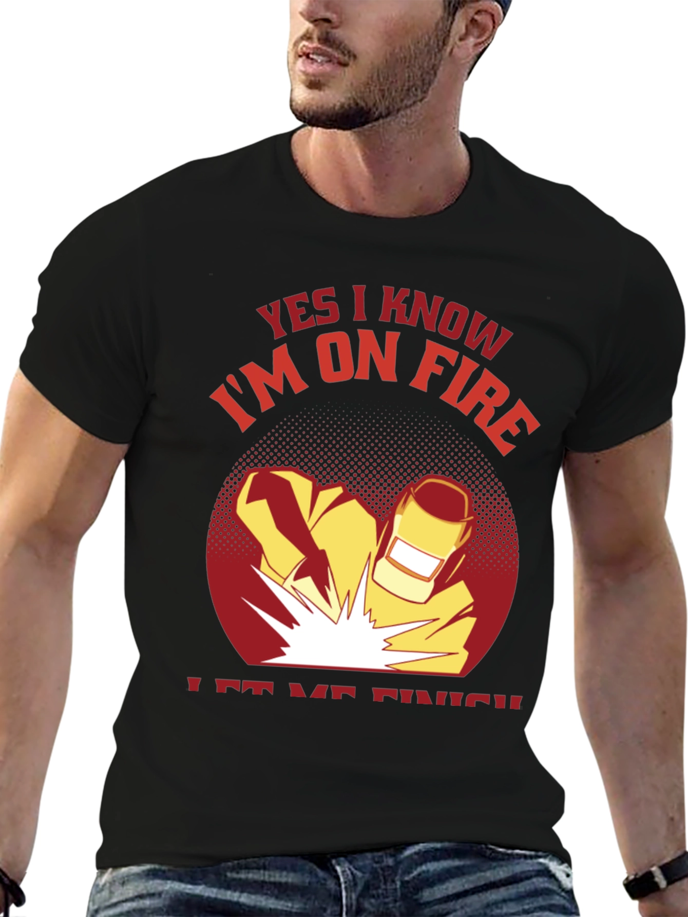 Welder On Fire Black T-Shirt