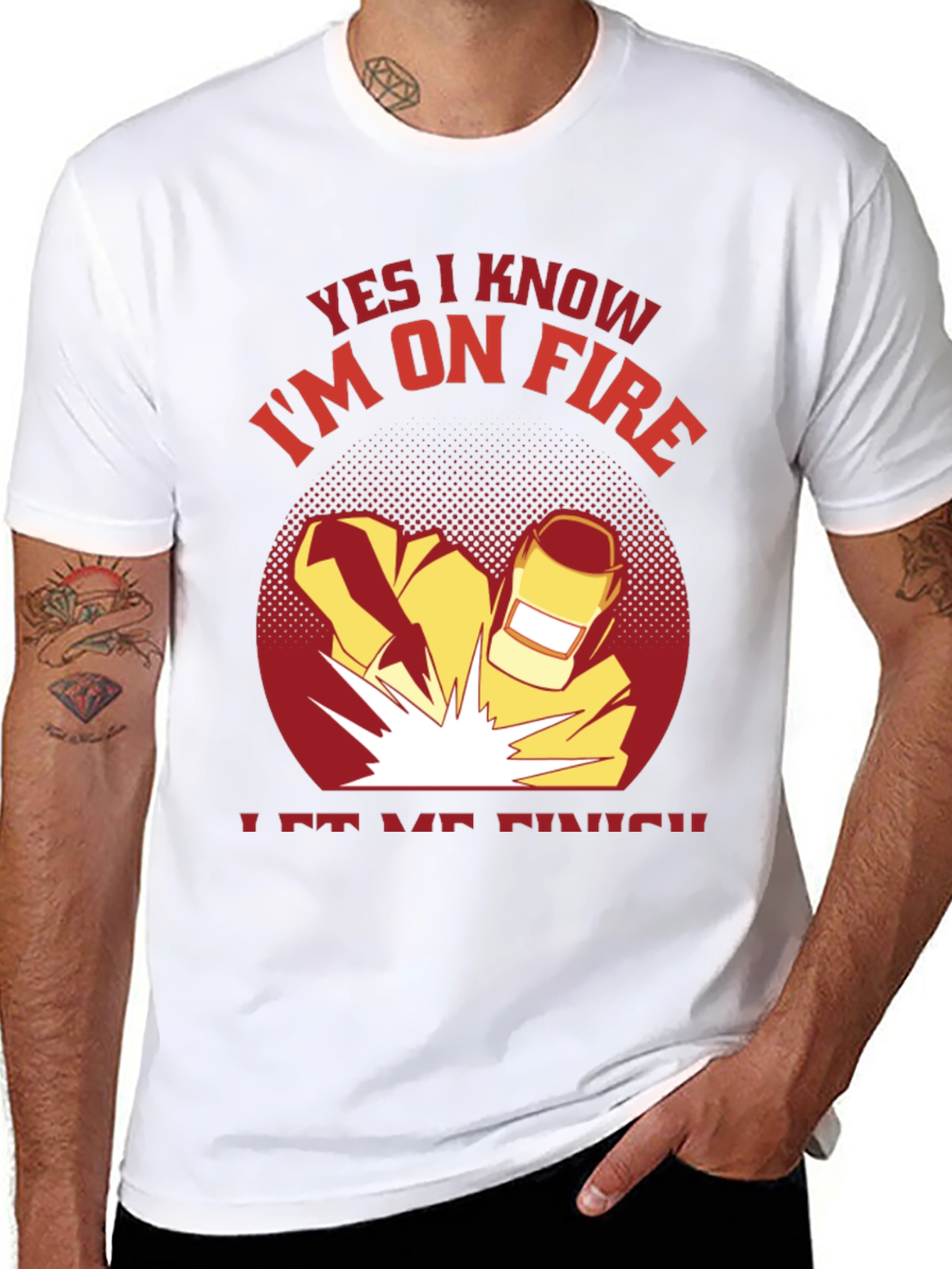 Welder On Fire Black T-Shirt