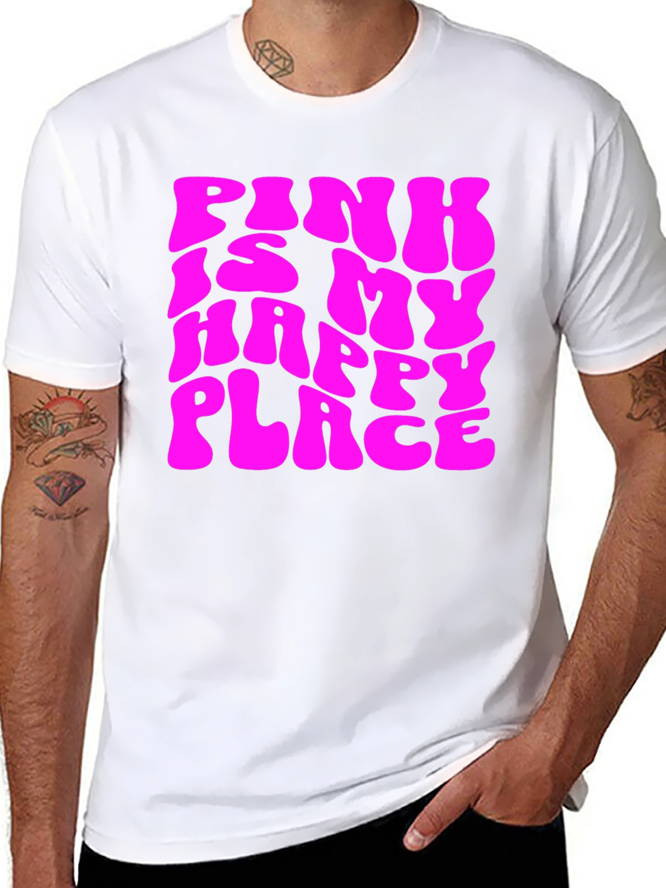 Pink Is My Happy Place Graphic Tee - Black