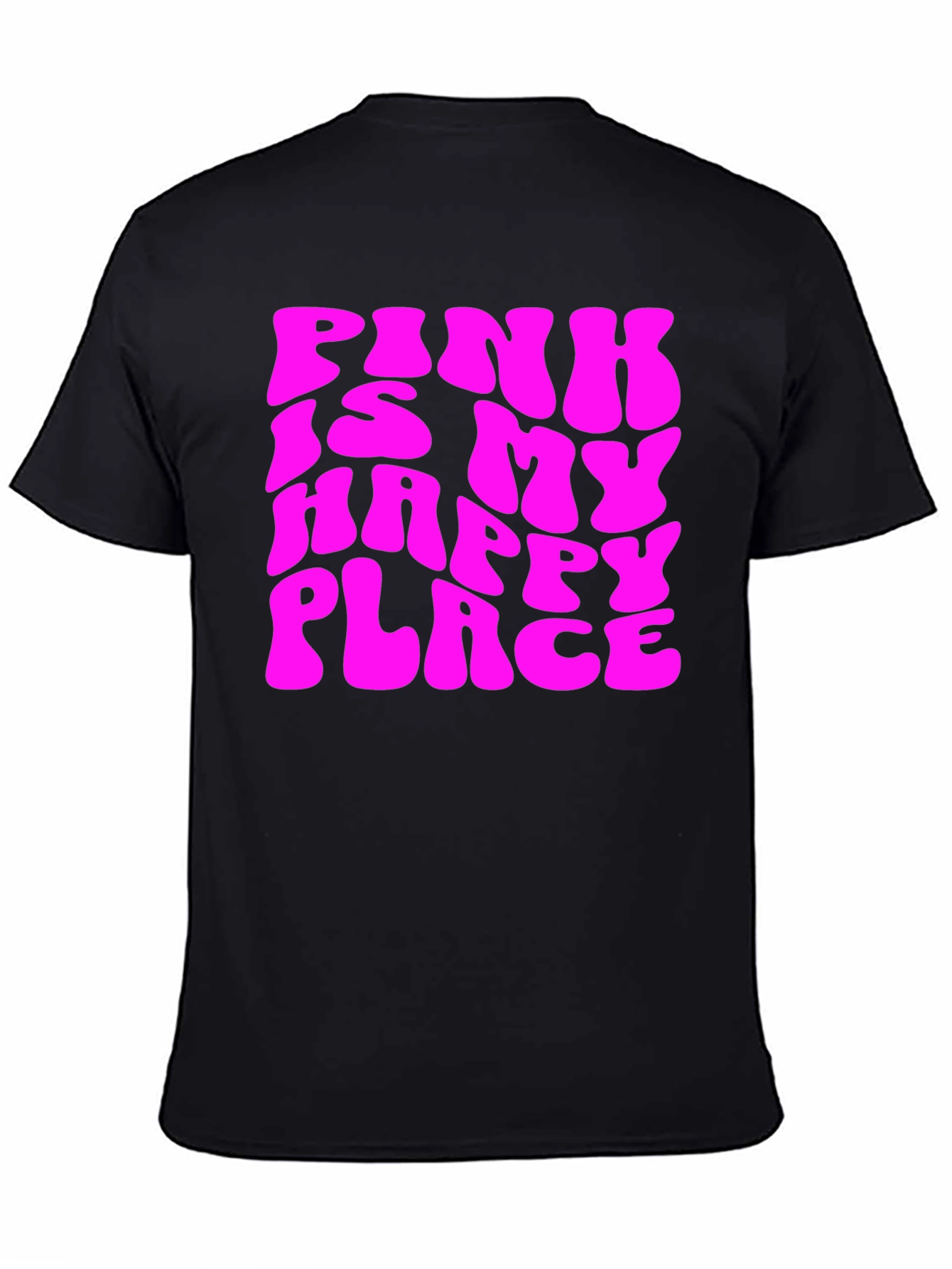 Pink Is My Happy Place Graphic Tee - Black