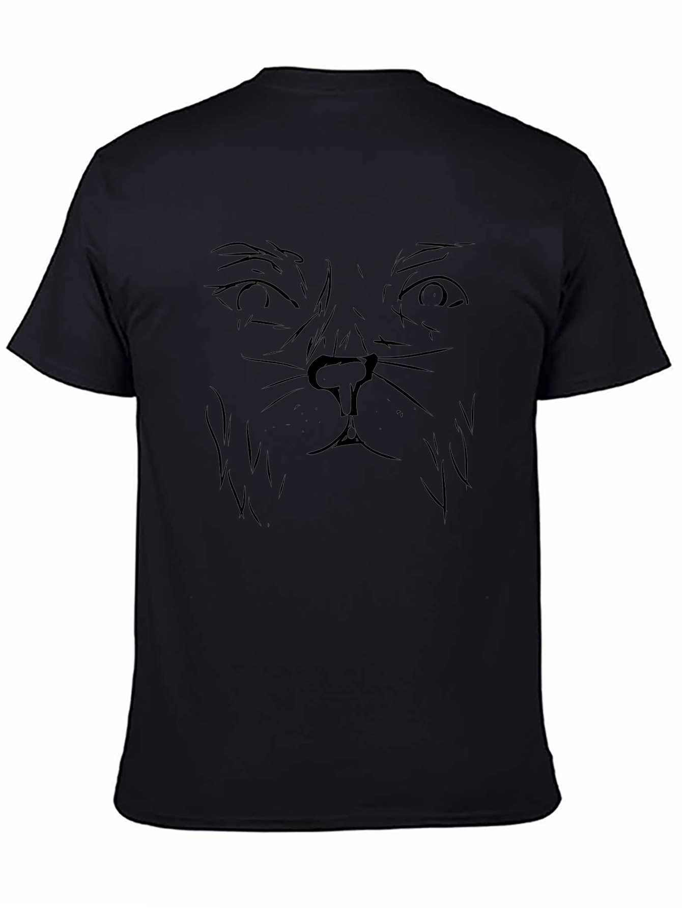 Mens Black Cat Face Graphic T-Shirt