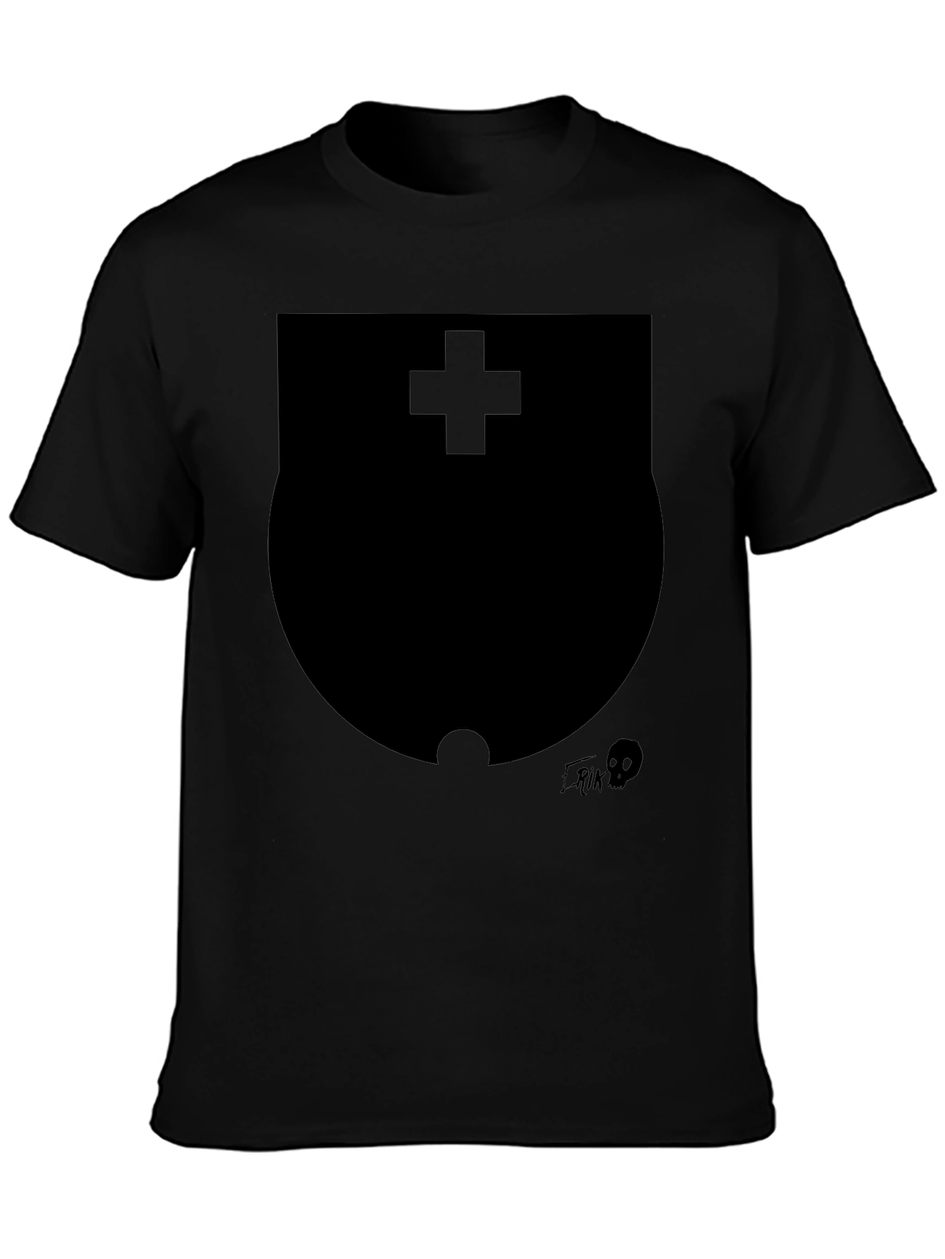 Modern Black Graphic T-Shirt with Shield Design