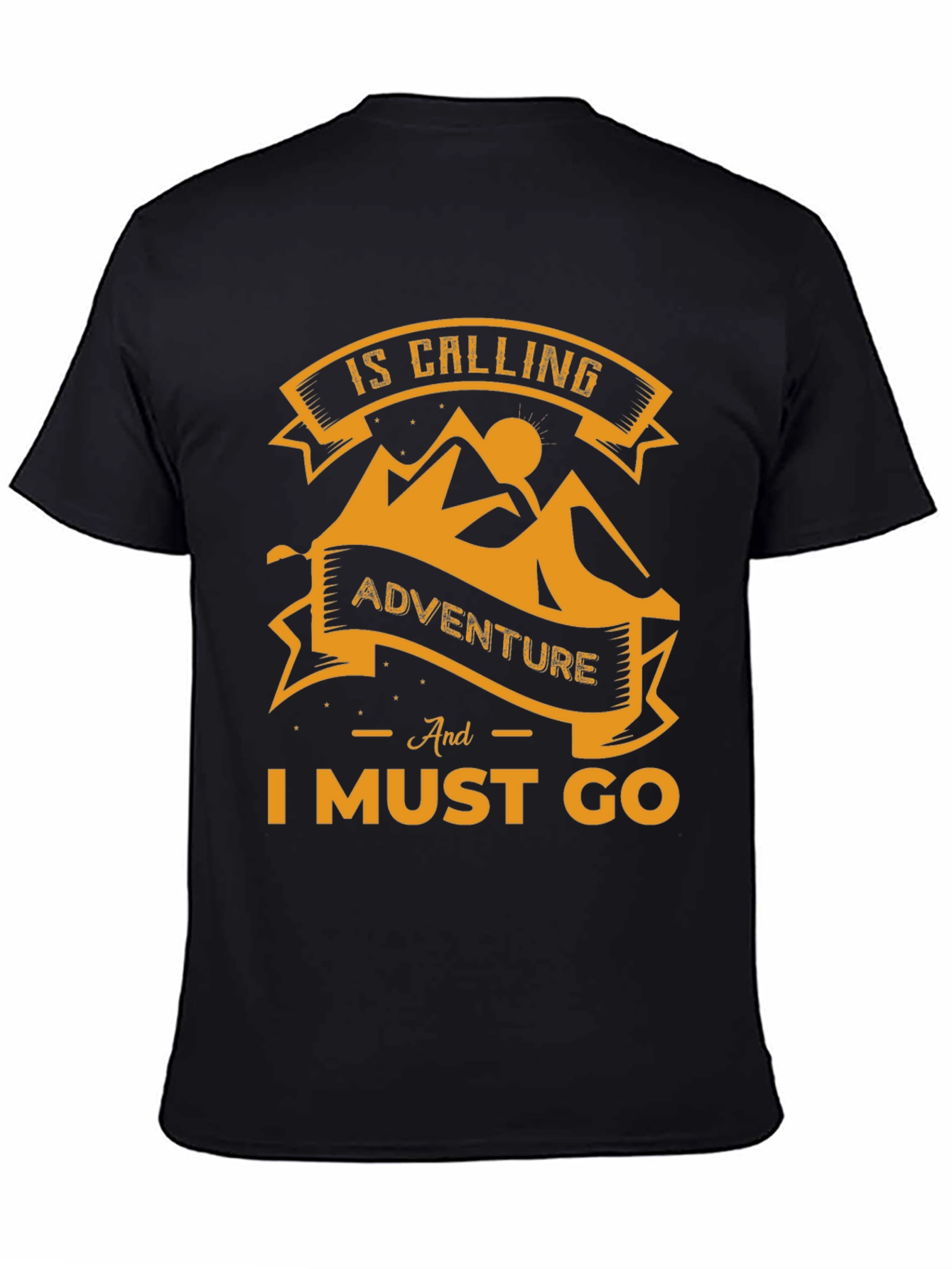 Adventure Awaits Mens Black Graphic Tee