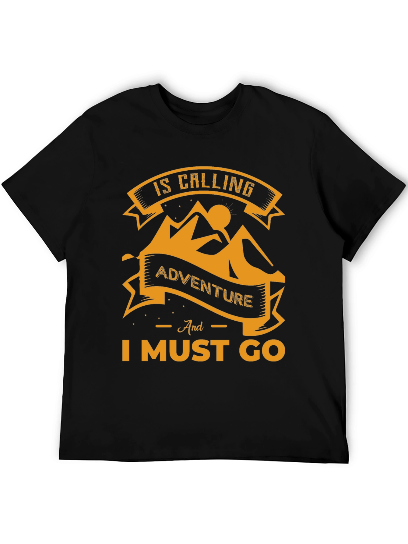 Adventure Awaits Mens Black Graphic Tee
