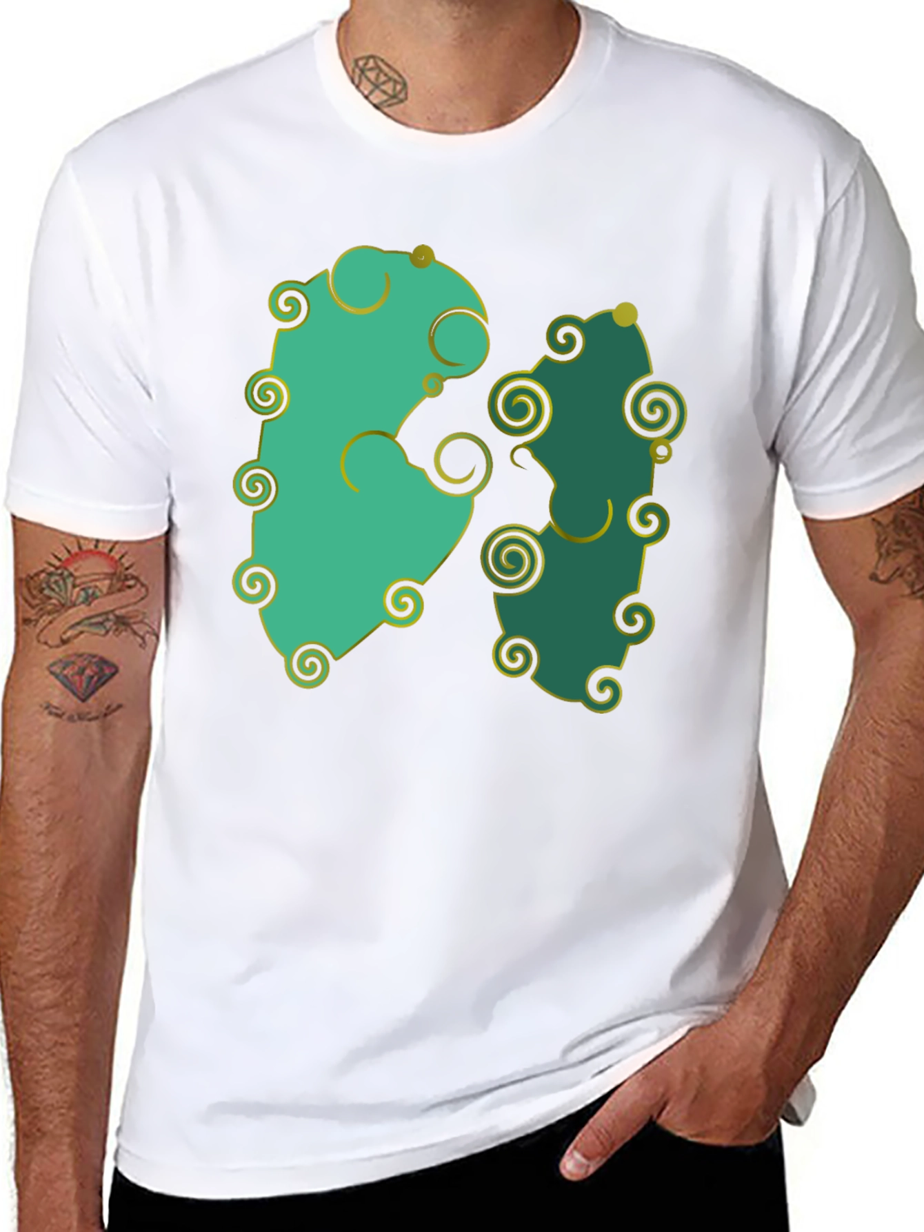 Whimsical Swirl Design Black T-Shirt